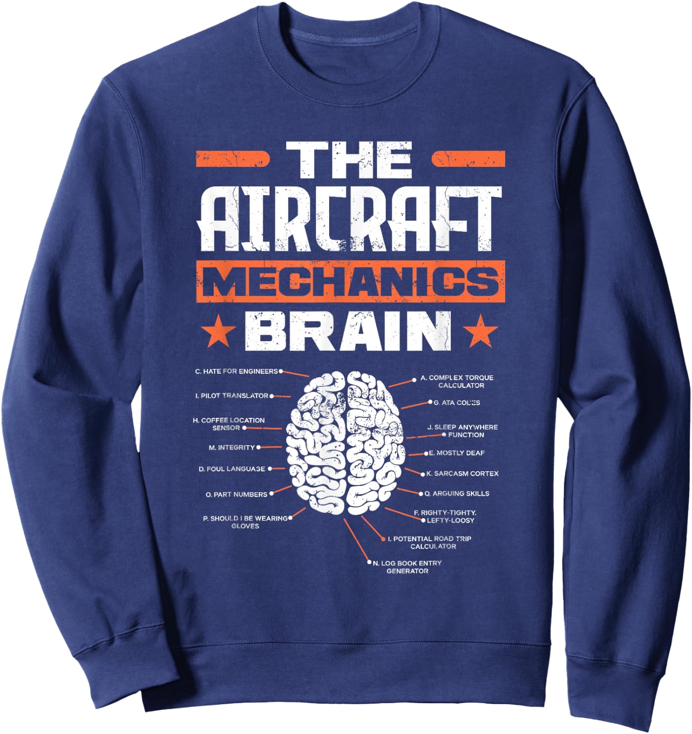 Aircraft Mechanics Brain Aviation Funny Aircraft Mechanic Sweatshirt - Sweatshirt | Navy
