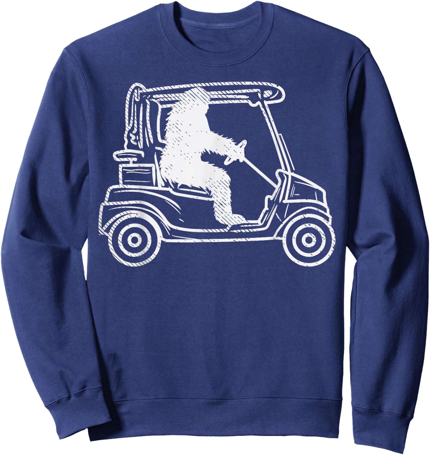 Bigfoot Sasquatch Driving Golf Cart Funny Golfing Golfer Sweatshirt - Sweatshirt | Navy