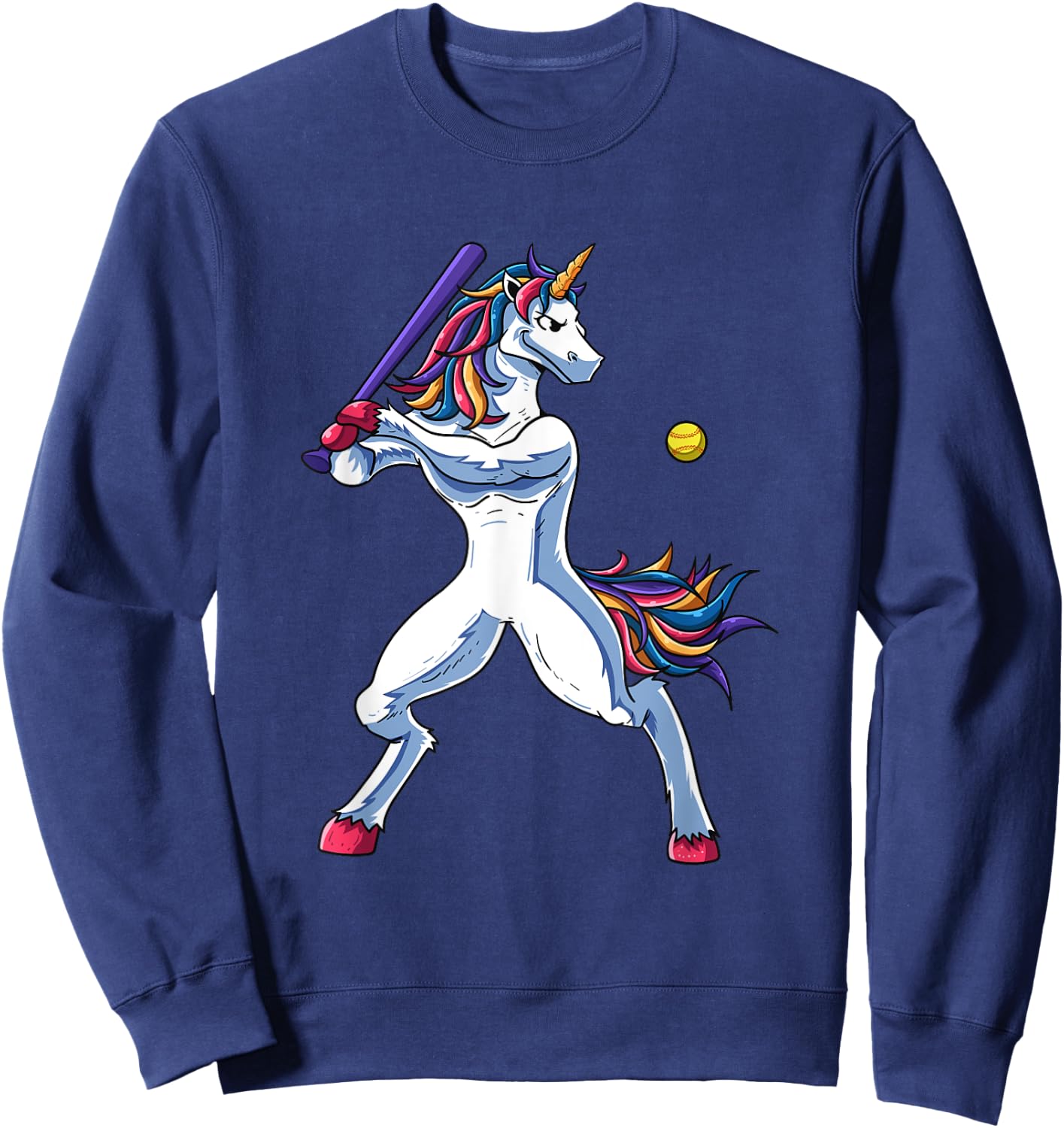 Funny Unicorn Softball Player Baseball Batter Hitter Gifts Sweatshirt - Sweatshirt | Navy