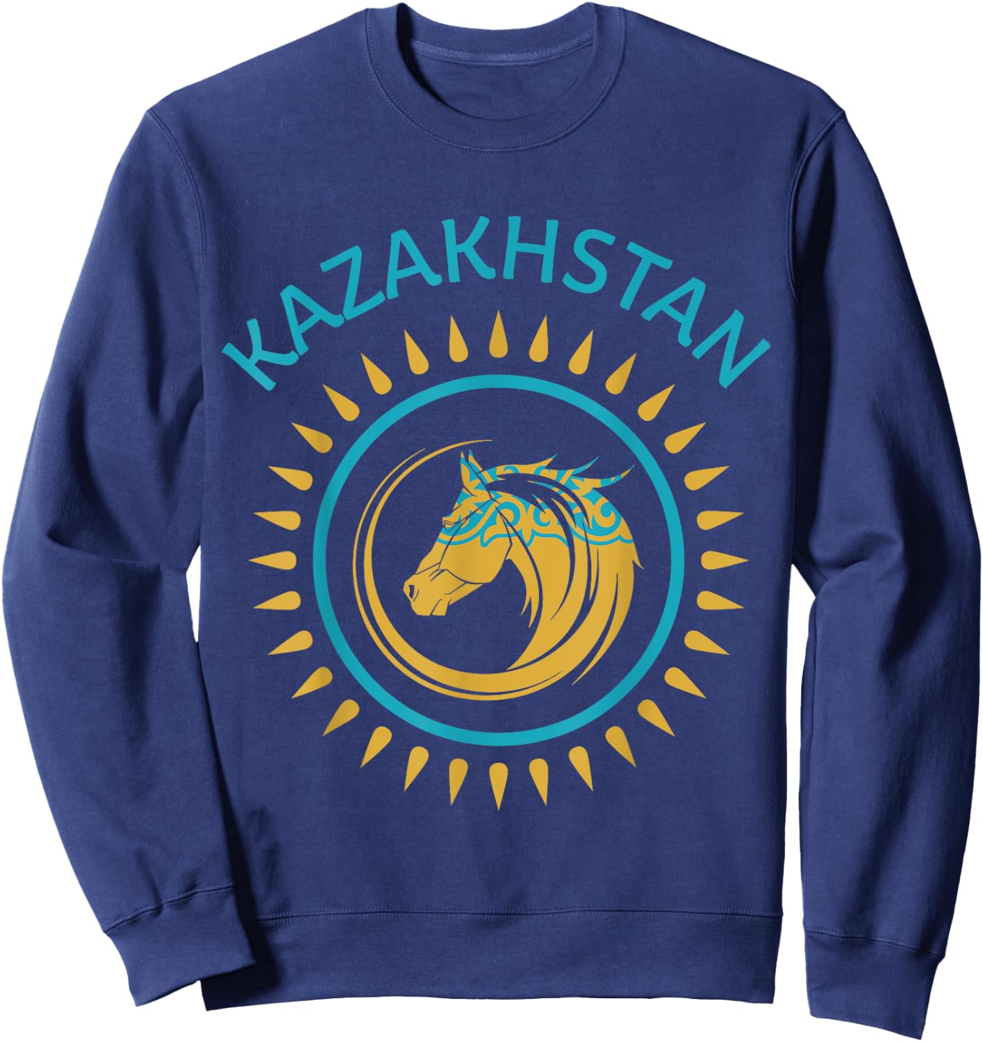 Republic of Kazakhstan Kazakhstan Kazakhian Flag Horse Sweatshirt - Sweatshirt | Navy