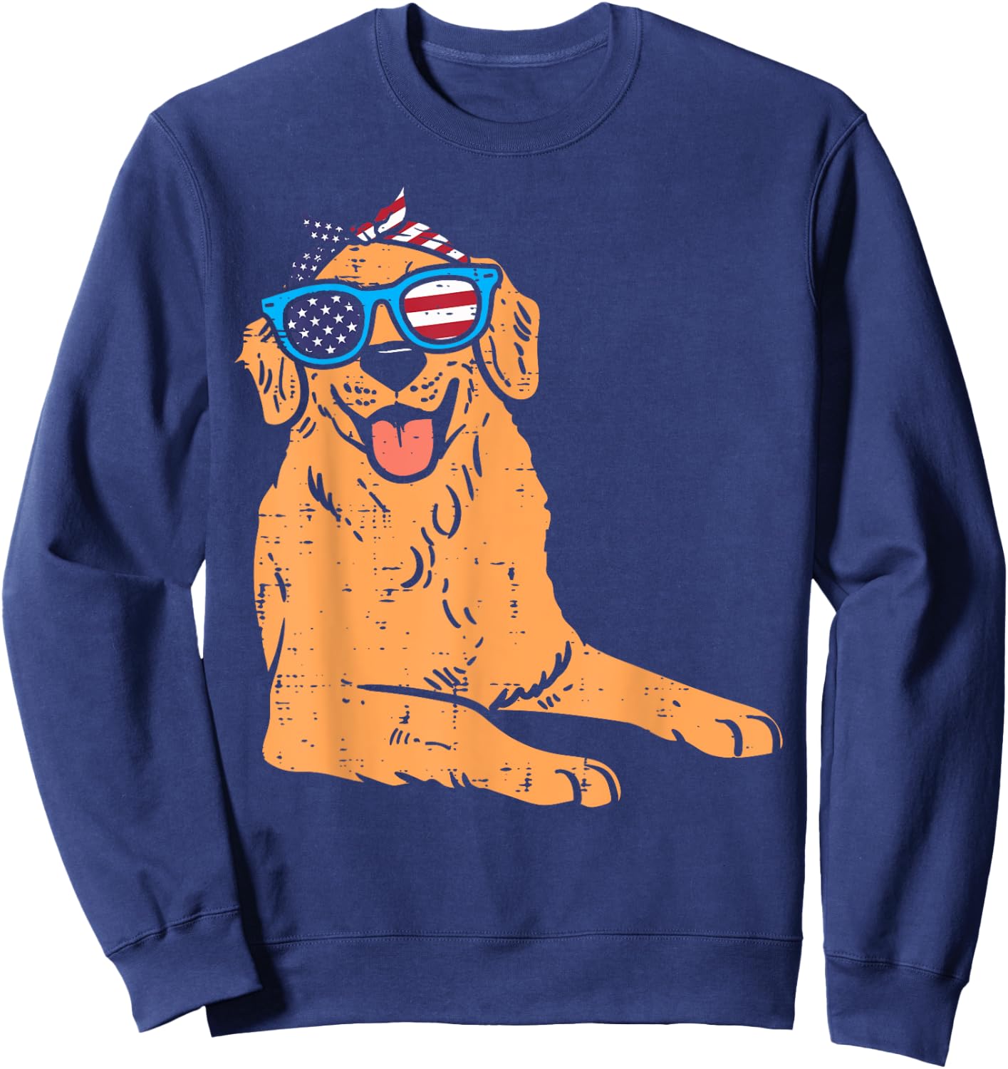 Bandana Golden Retriever American USA 4th Of July Fourth Dog Sweatshirt - Sweatshirt | Navy