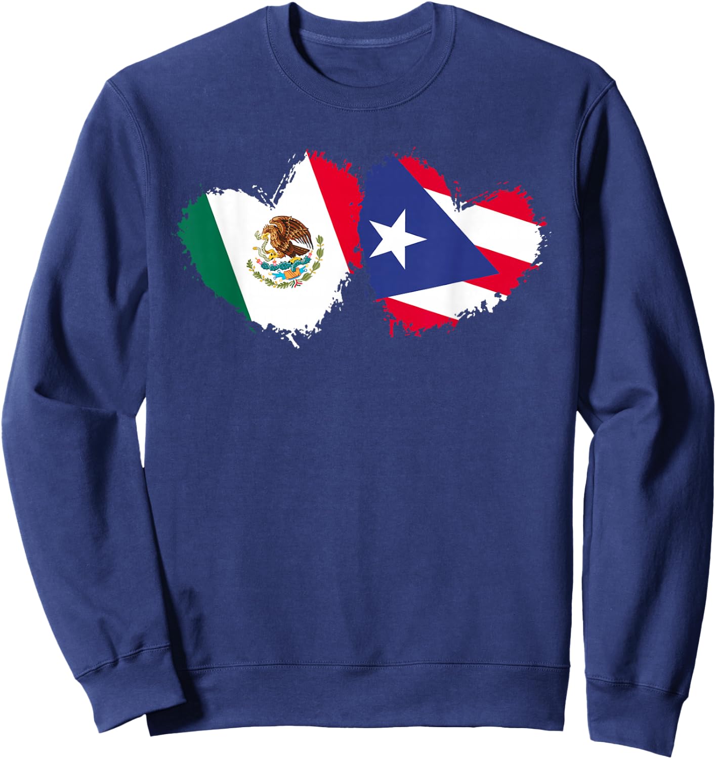 Mexirican Puerto Rico Flag Mexican Puerto Rican Love Heart Sweatshirt - Sweatshirt | Navy
