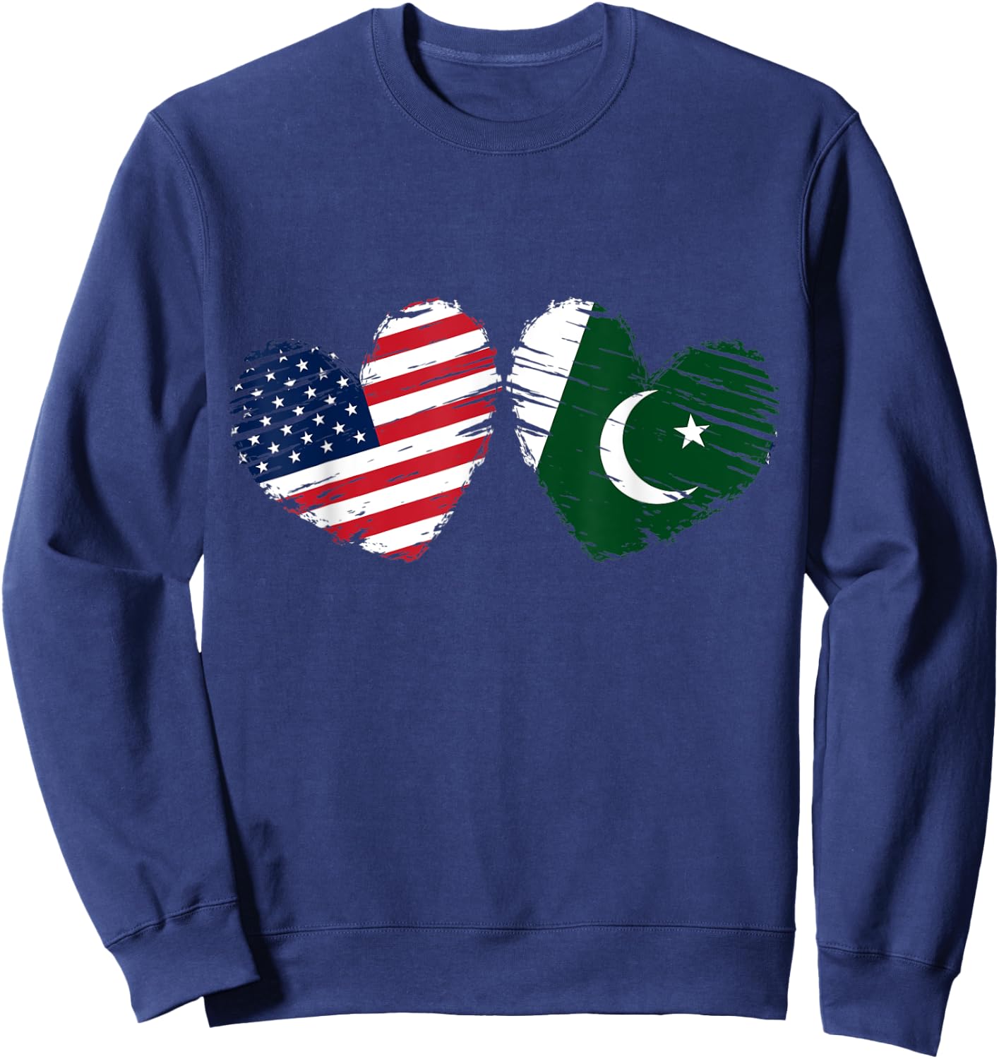 USA Pakistan Flag Heart Valentines Day Pakistani American Sweatshirt - Sweatshirt | Navy