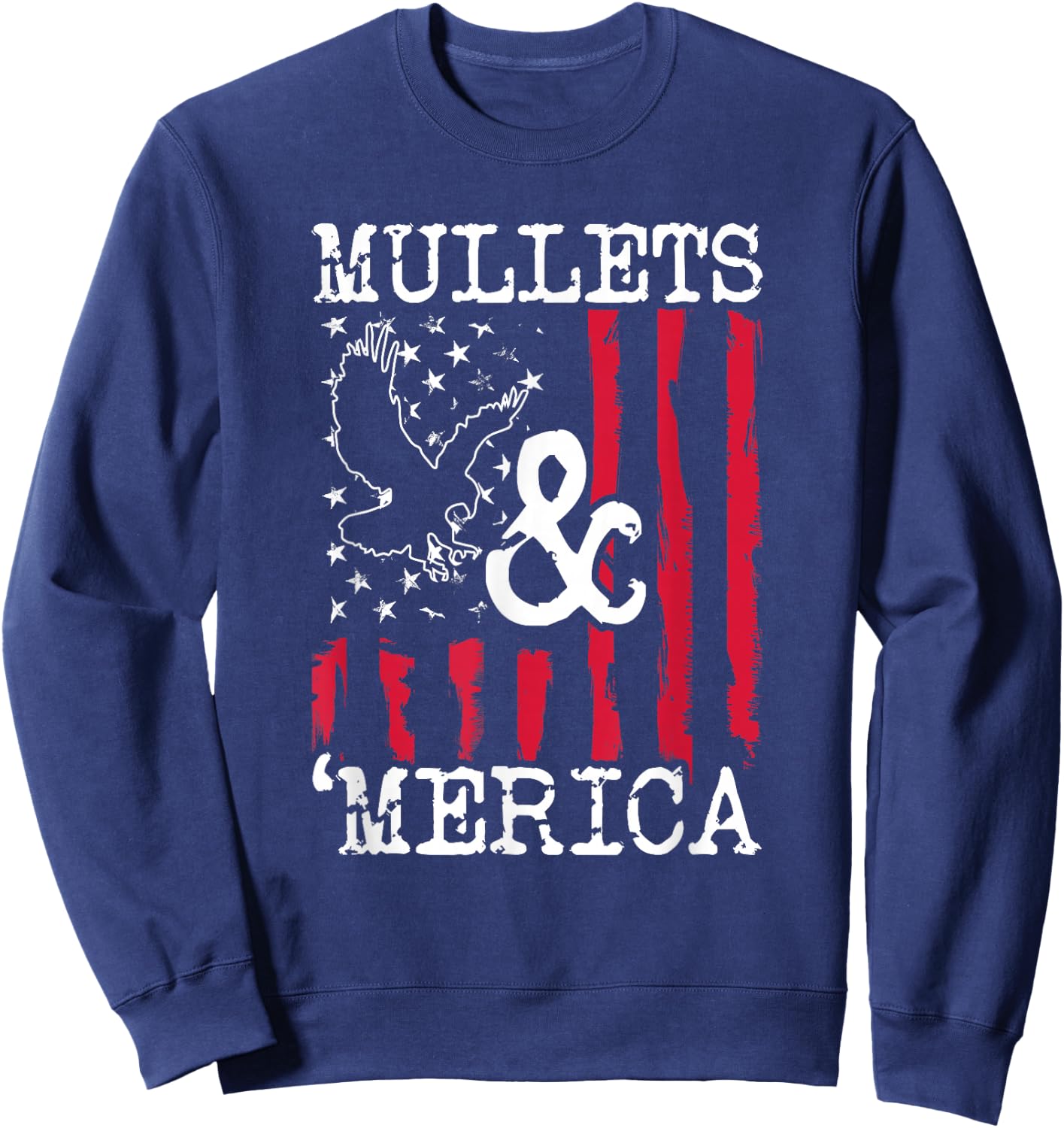 Mullet T Shirt Mullets and Merica Shirt Men Gift Sweatshirt - Sweatshirt | Navy