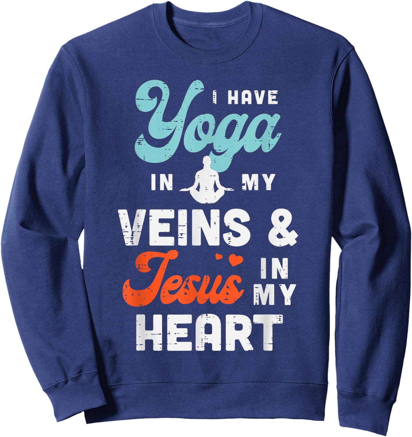 Yoga Veins Jesus Heart Asana Yogi God Jesus Christian Gift Sweatshirt - Sweatshirt | Navy