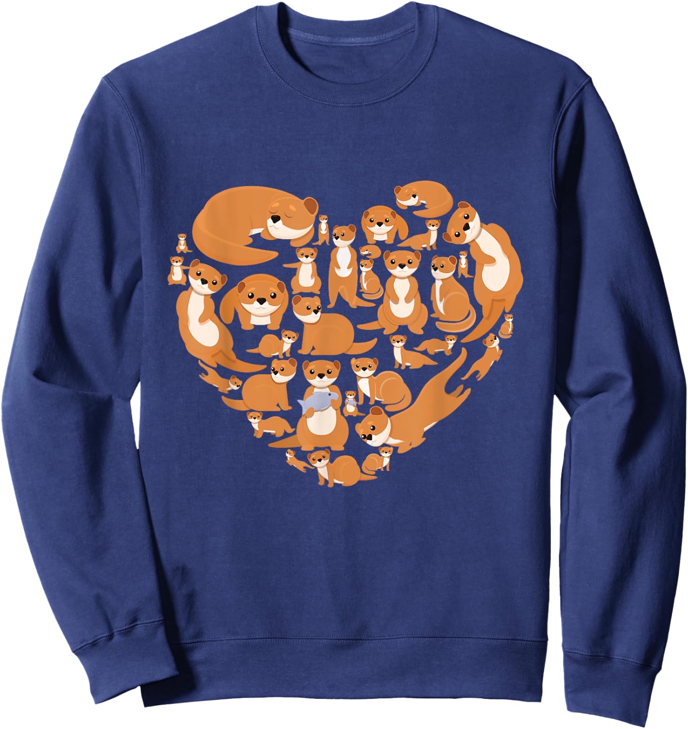 Sea Otter Giant Otter lover otters heart gift men women kids Sweatshirt - Sweatshirt | Navy
