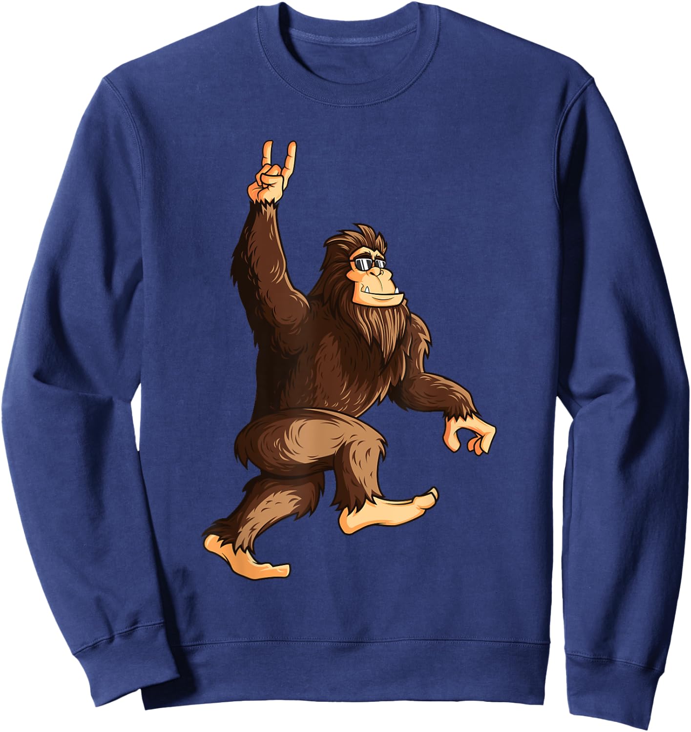 Funny Bigfoot Rock And Roll Sasquatch Believer Concert Gifts Sweatshirt - Sweatshirt | Navy