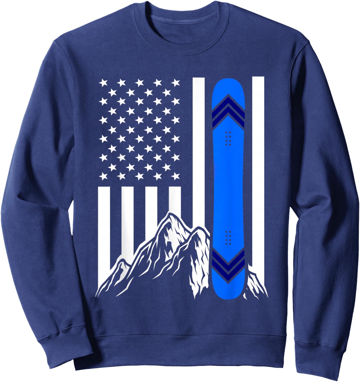 American Flag Snowboarding Gifts Mountain Snowboarder Sweatshirt - Sweatshirt | Navy