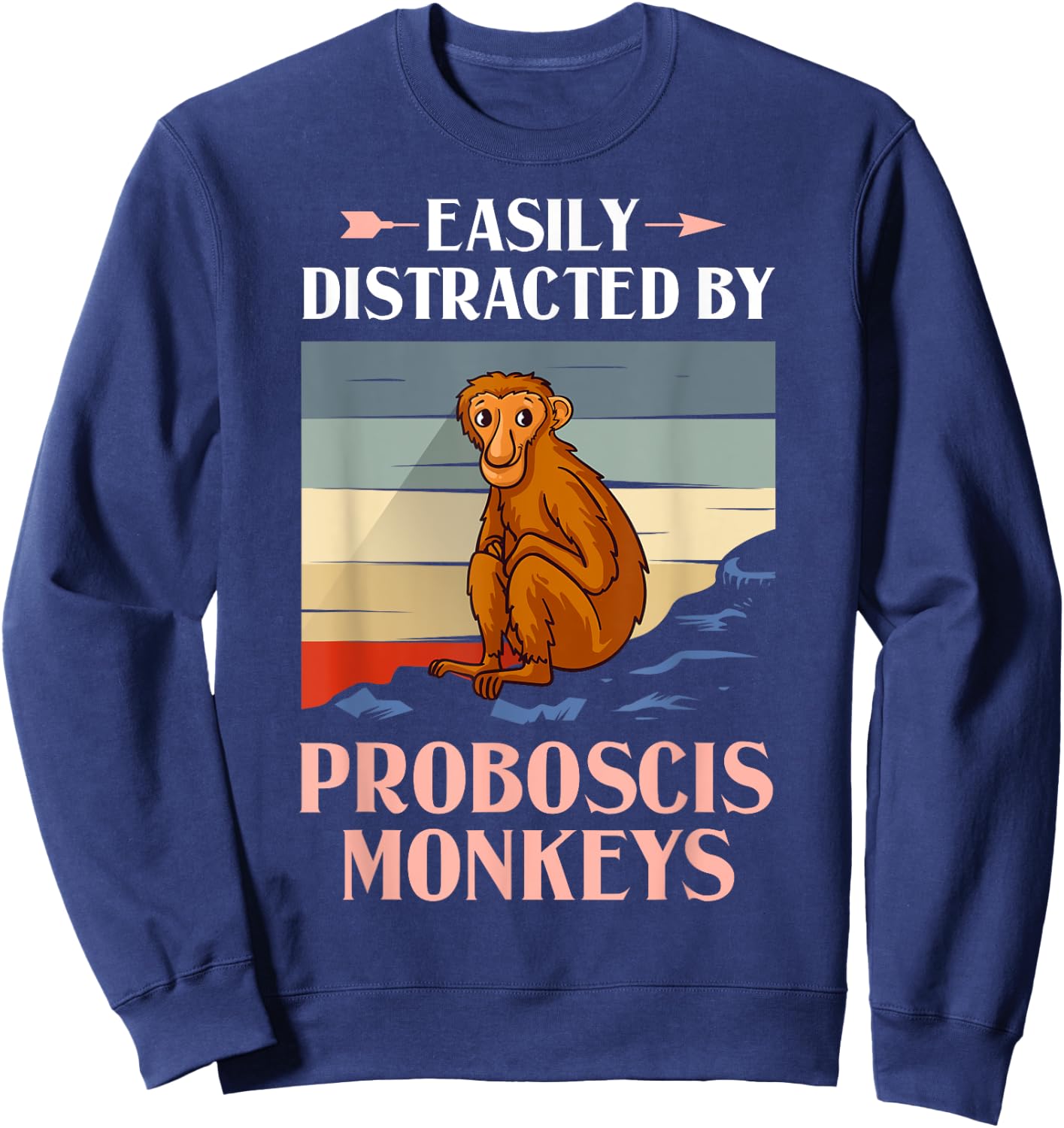 Proboscis Monkey Funny Long Nosed Monkeys Sweatshirt - Sweatshirt | Navy