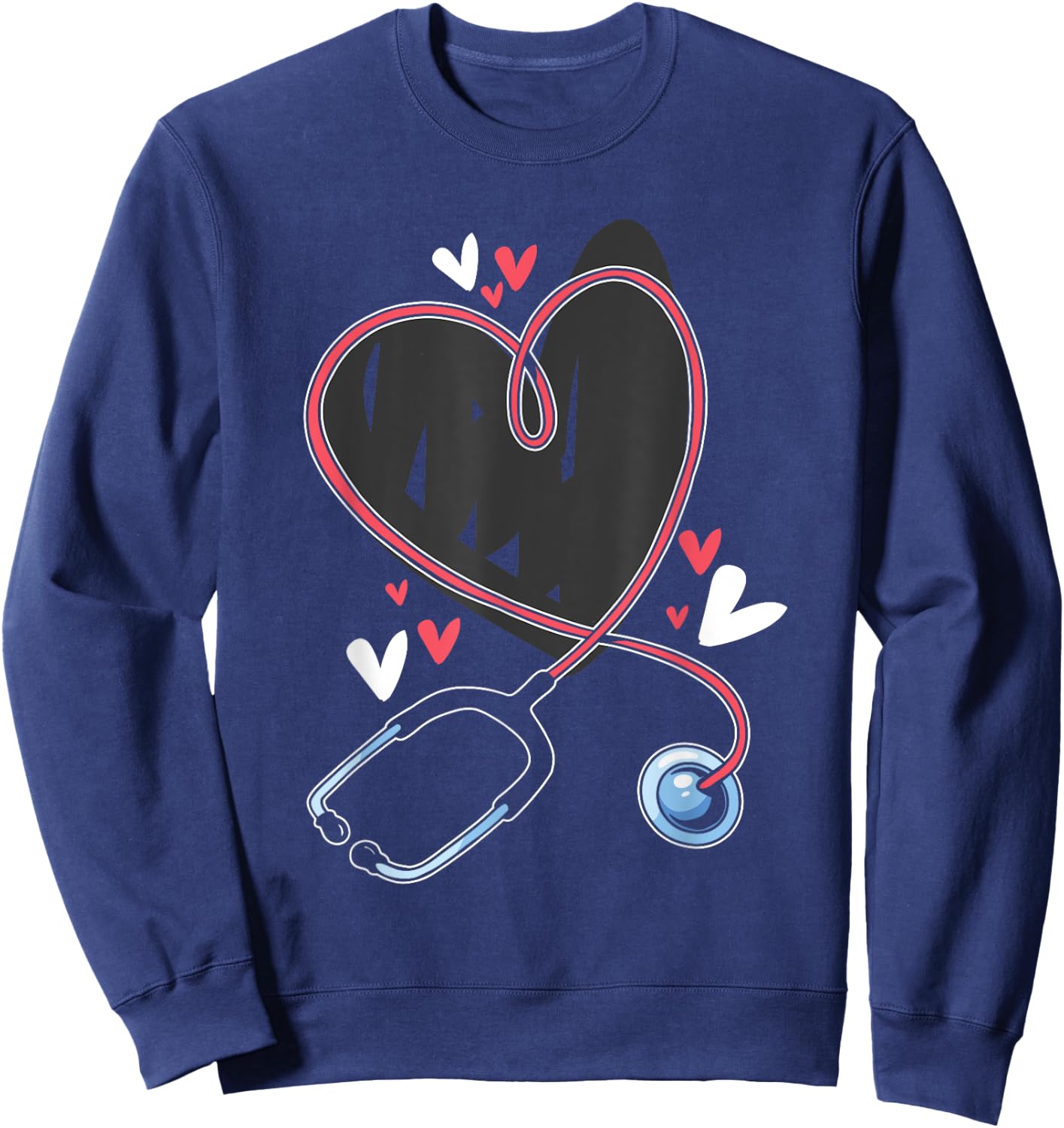 Heart Stethoscope Medical School Nursing Study Lover Nurse Sweatshirt - Sweatshirt | Navy