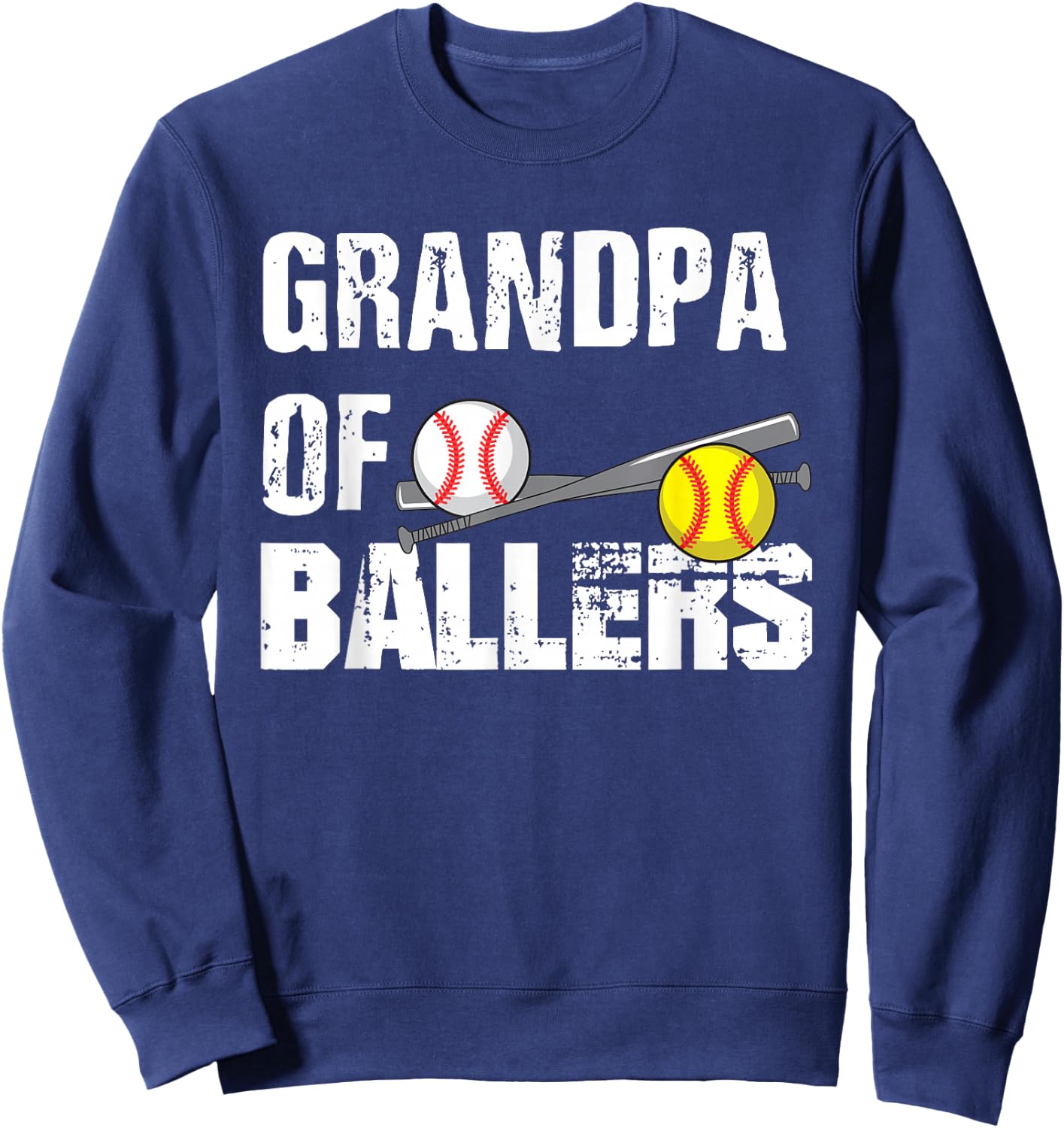 Grandpa Of Ballers Funny Baseball Softball Fathers Day Gift Sweatshirt - Sweatshirt | Navy