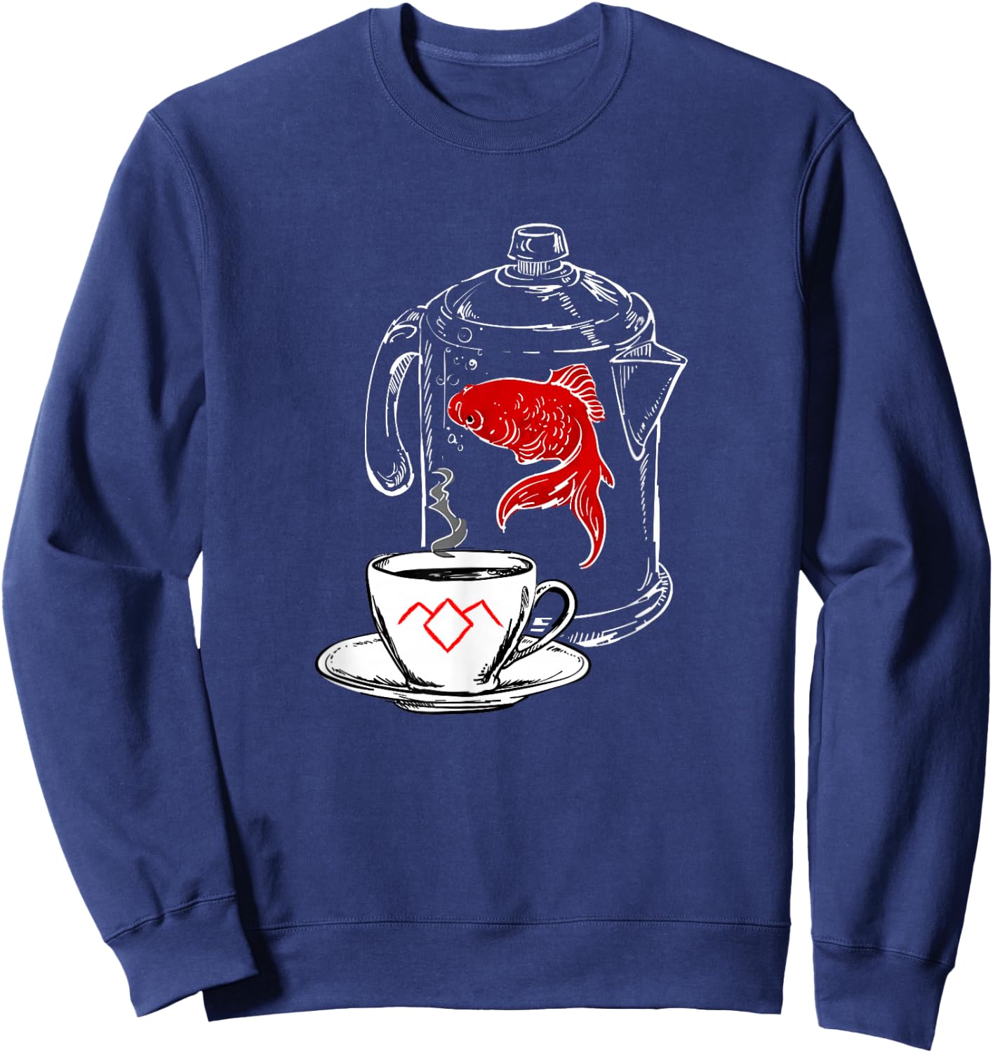 Twin Peaks Coffee Cup And Fish Outlines Sweatshirt - Sweatshirt | Navy