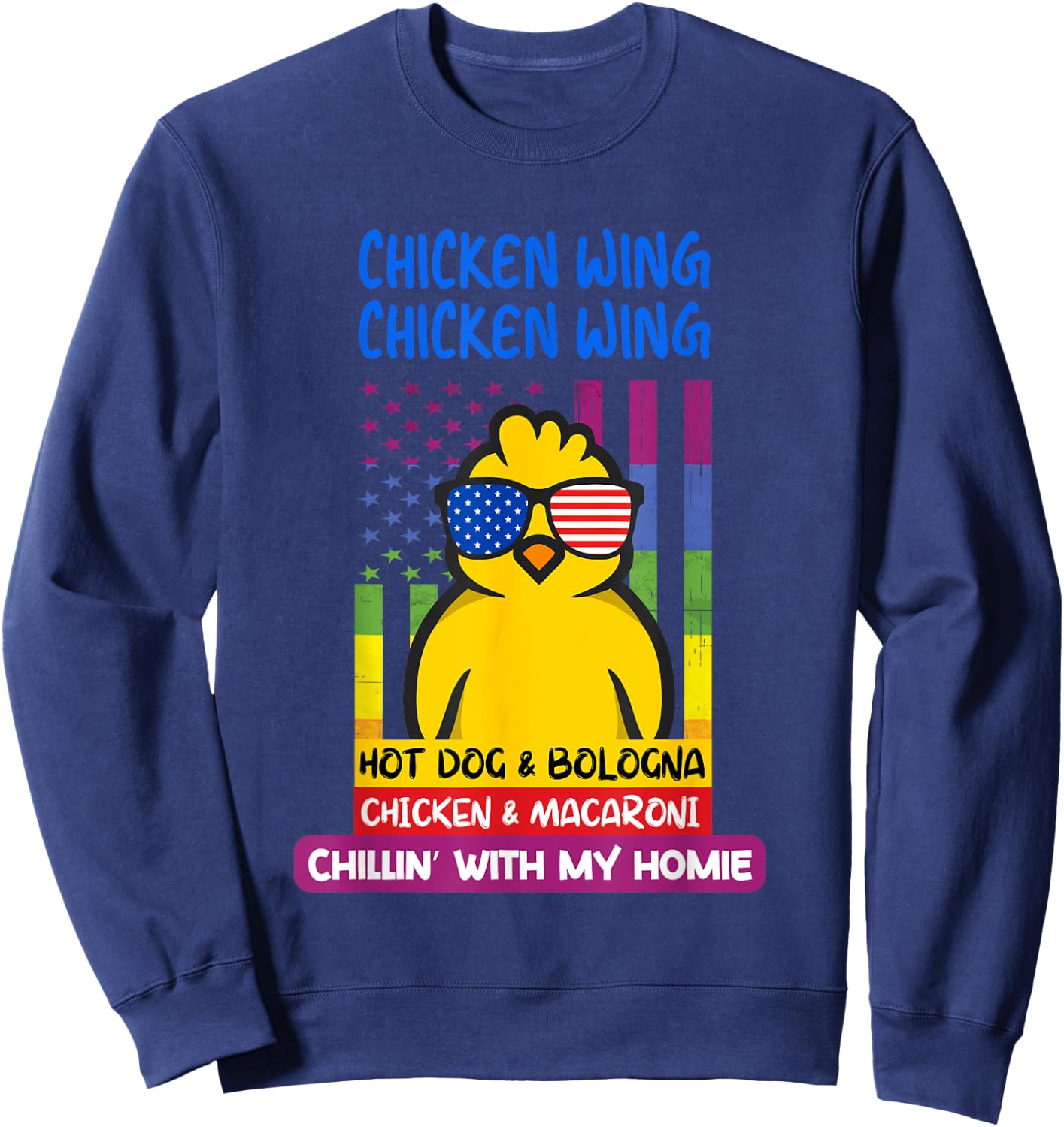 Cooked Chicken Wing Chicken Wing Hot Dog Bologna Macaroni Women Girls Kids Sweatshirt - Sweatshirt | Navy