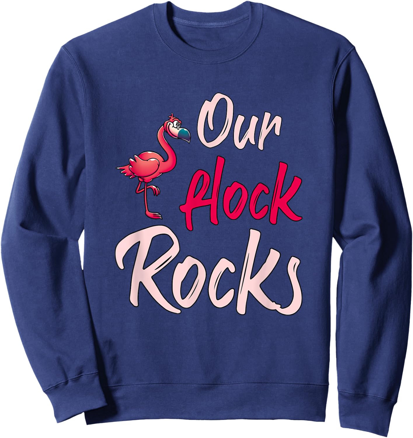 Our Flock Rocks Flamingo Sweatshirt - Sweatshirt | Navy