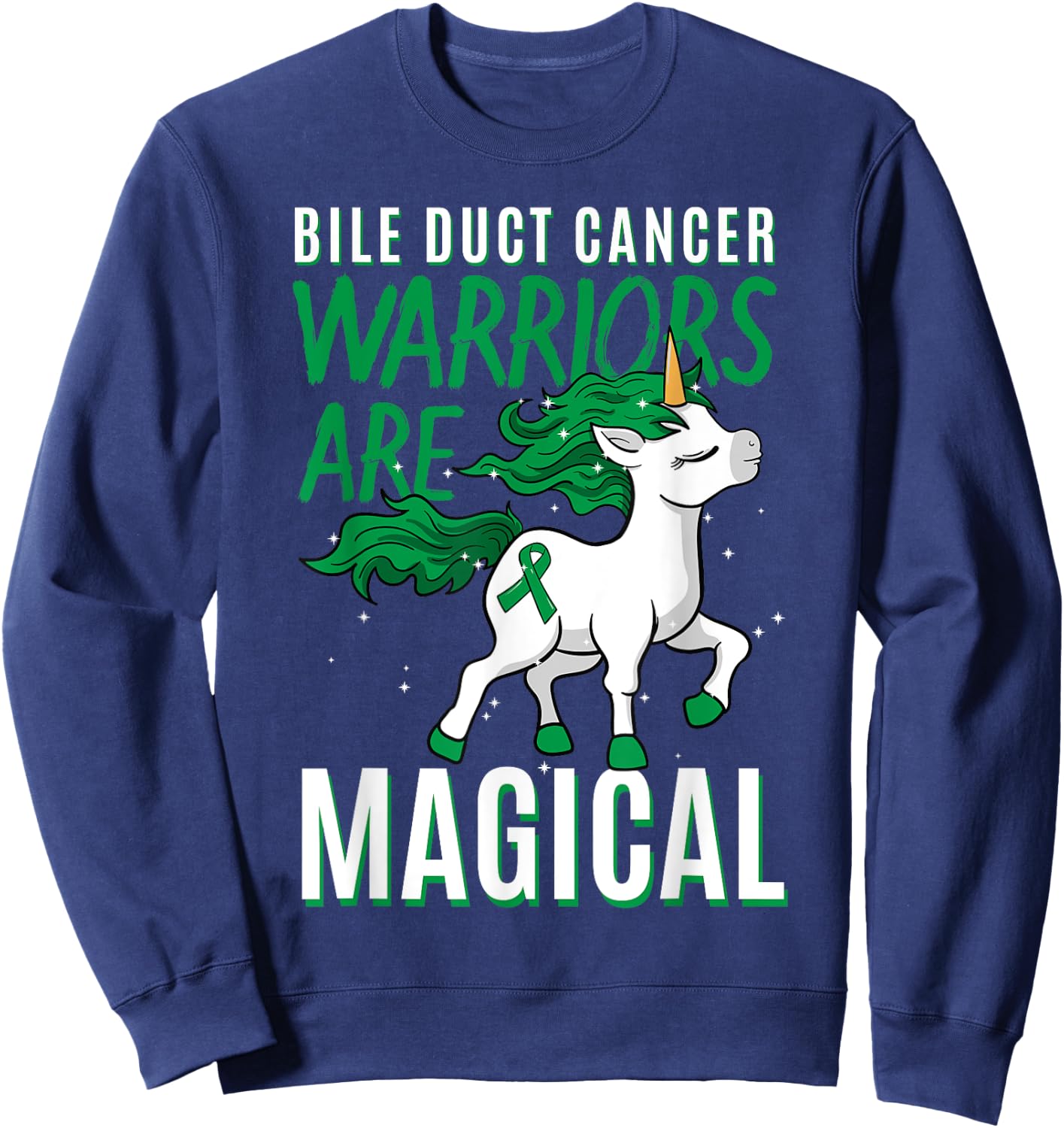 Bile Duct Cancer Awareness Cholangiocarcinoma Unicorn Lover Sweatshirt - Sweatshirt | Navy