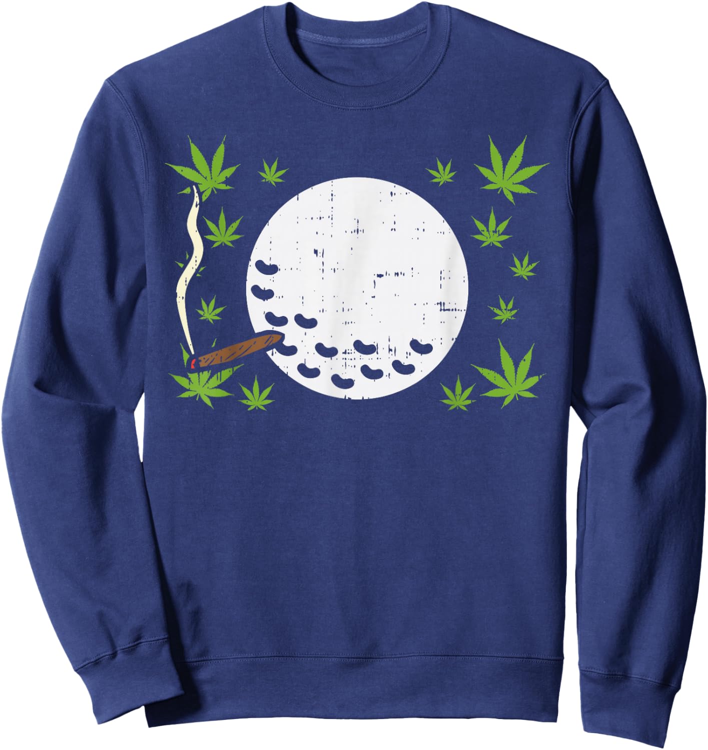 Golf Ball Smoking Weed Cannabis Golfer 420 Blunt Stoner Gift Sweatshirt - Sweatshirt | Navy