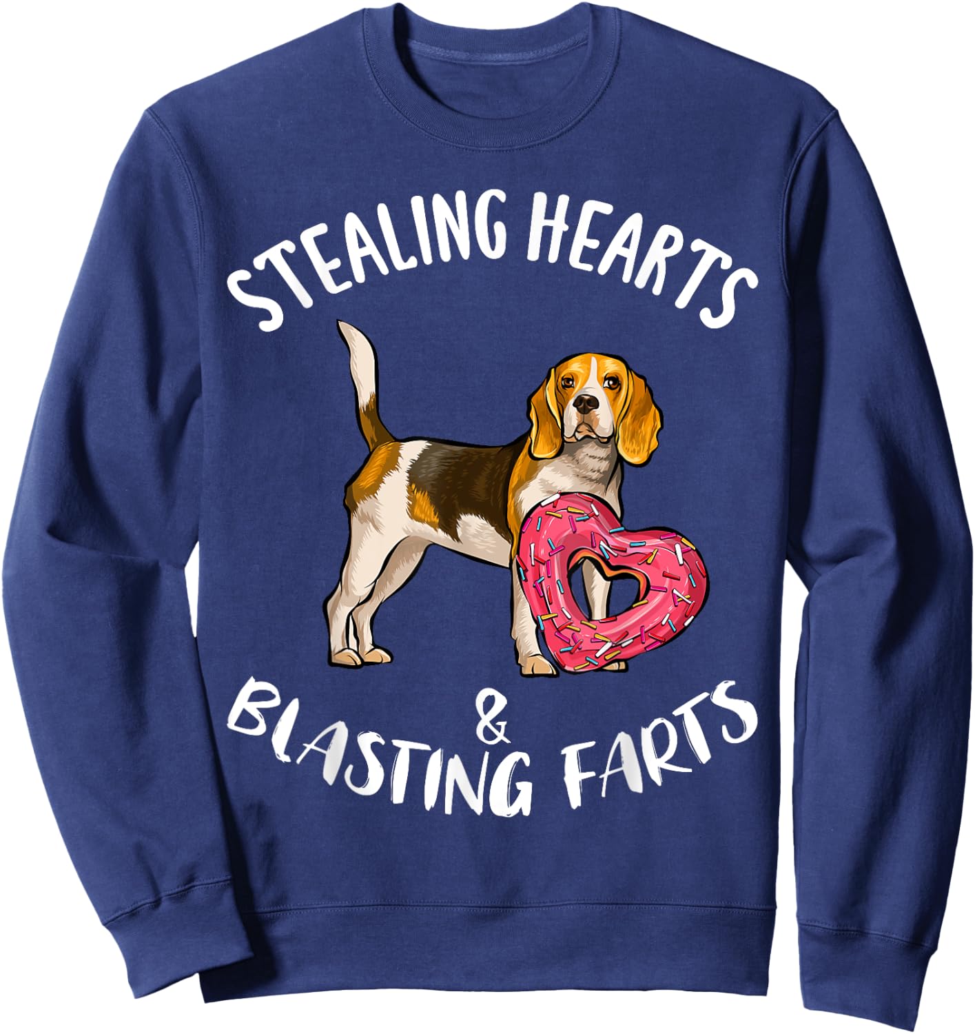 Stealing Hearts Blasting Farts Beagle Valentines Day Sweatshirt - Sweatshirt | Navy