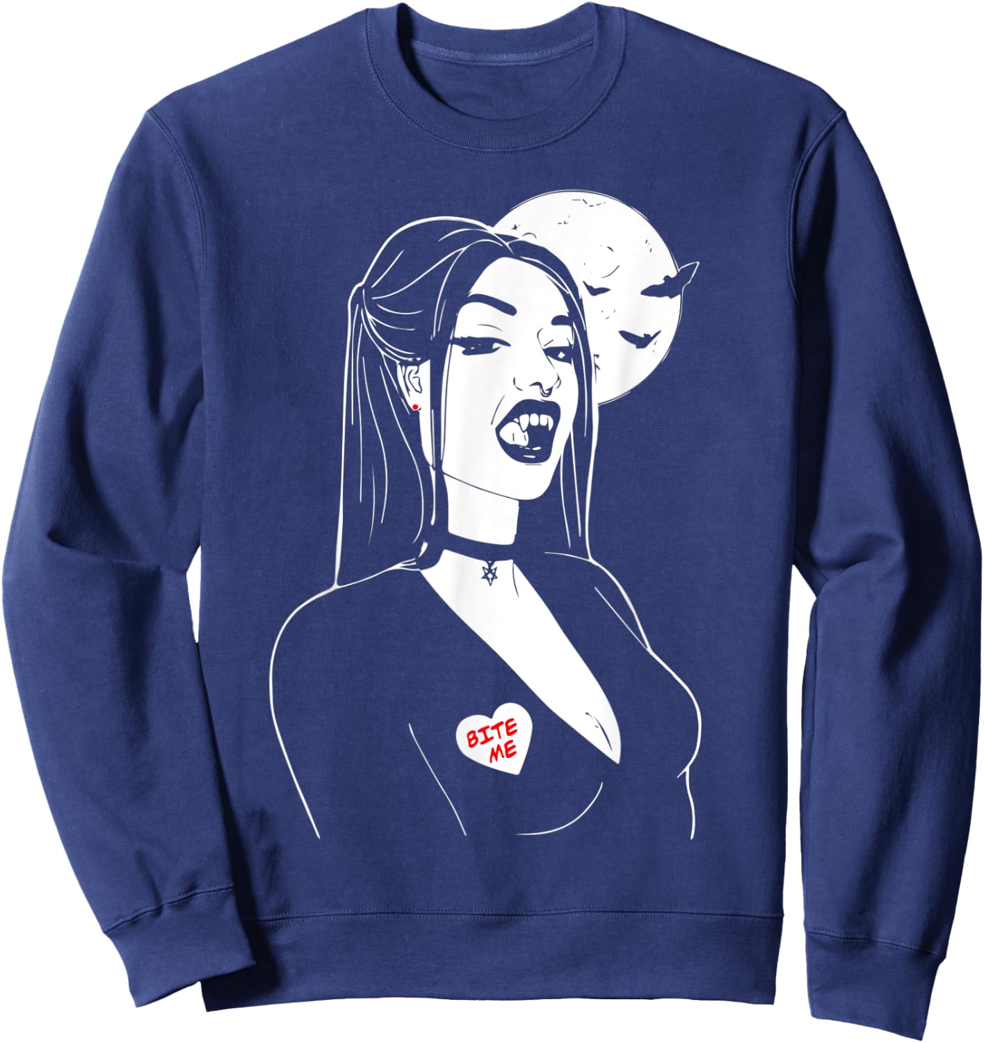 Vampire Girl Bite Me, Art Desing , Beauty Vamp Sweatshirt - Sweatshirt | Navy