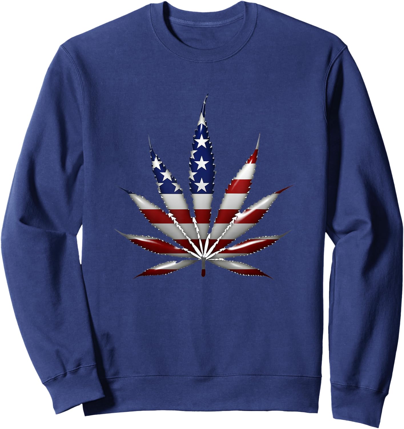Marijuana Pot Leaf America USA American Flag Men Sweatshirt - Sweatshirt | Navy