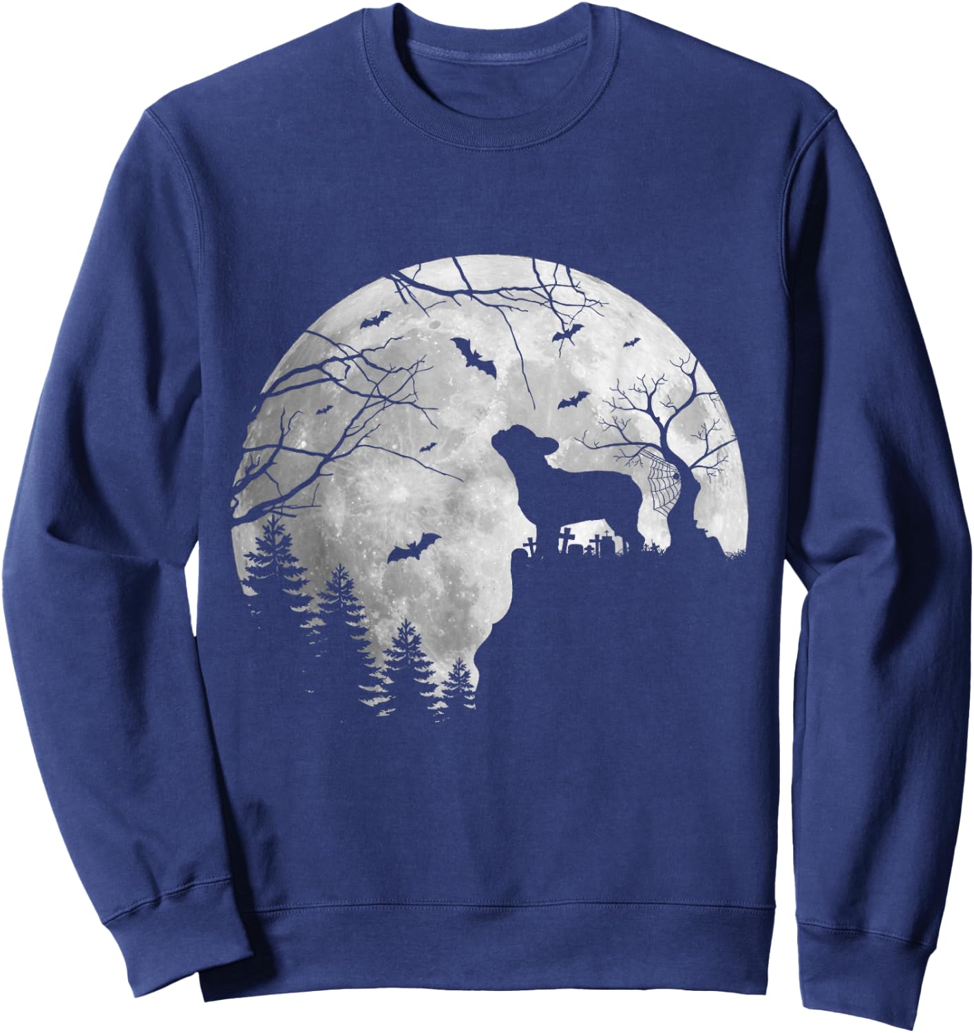 Frenchie Dog Moon Howl In Forest Halloween Dog Frenchie Women Kids Sweatshirt - Sweatshirt | Navy