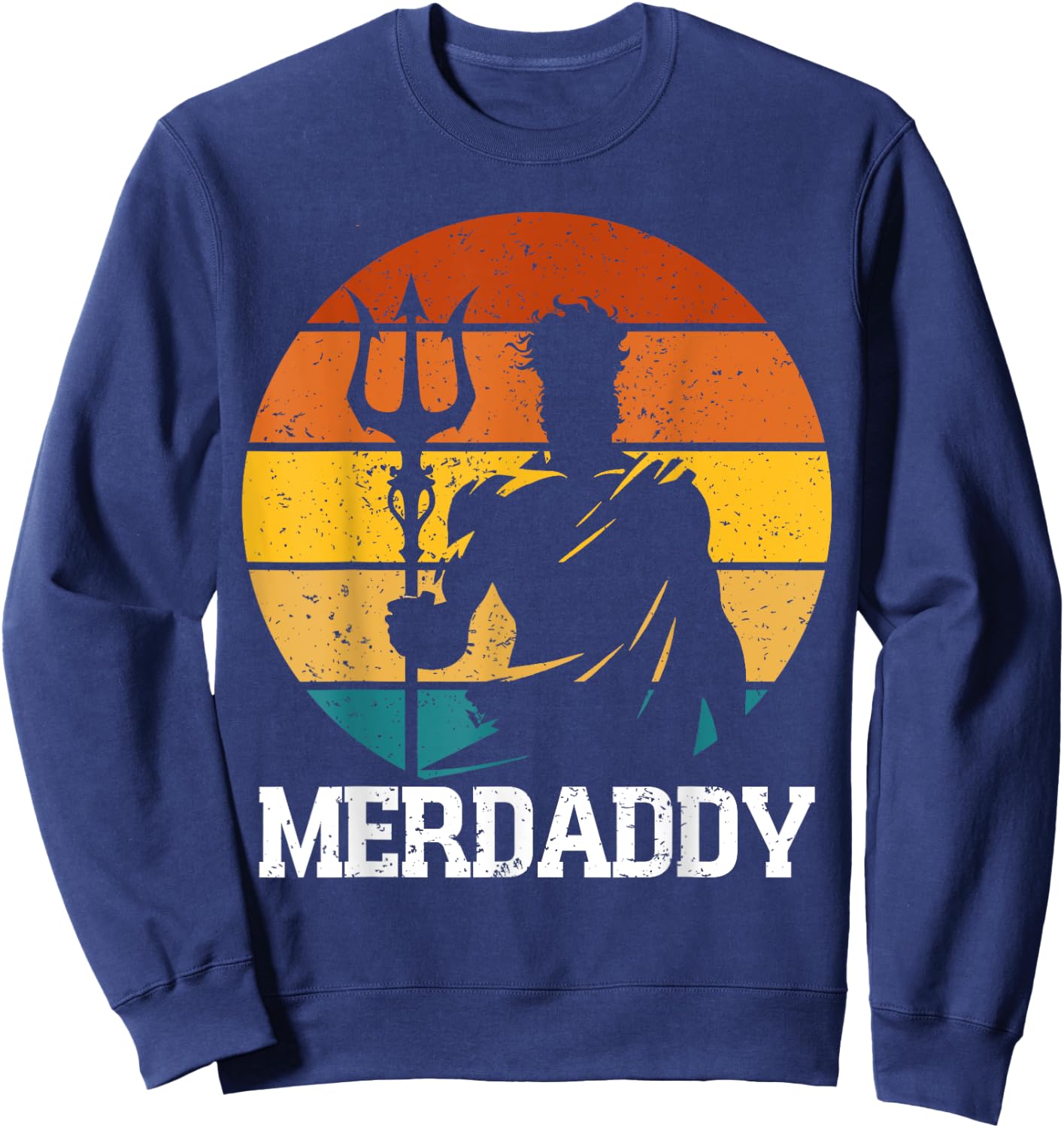 Retro Merdaddy Security Merman Mermaid Merdad Father's Day Sweatshirt - Sweatshirt | Navy