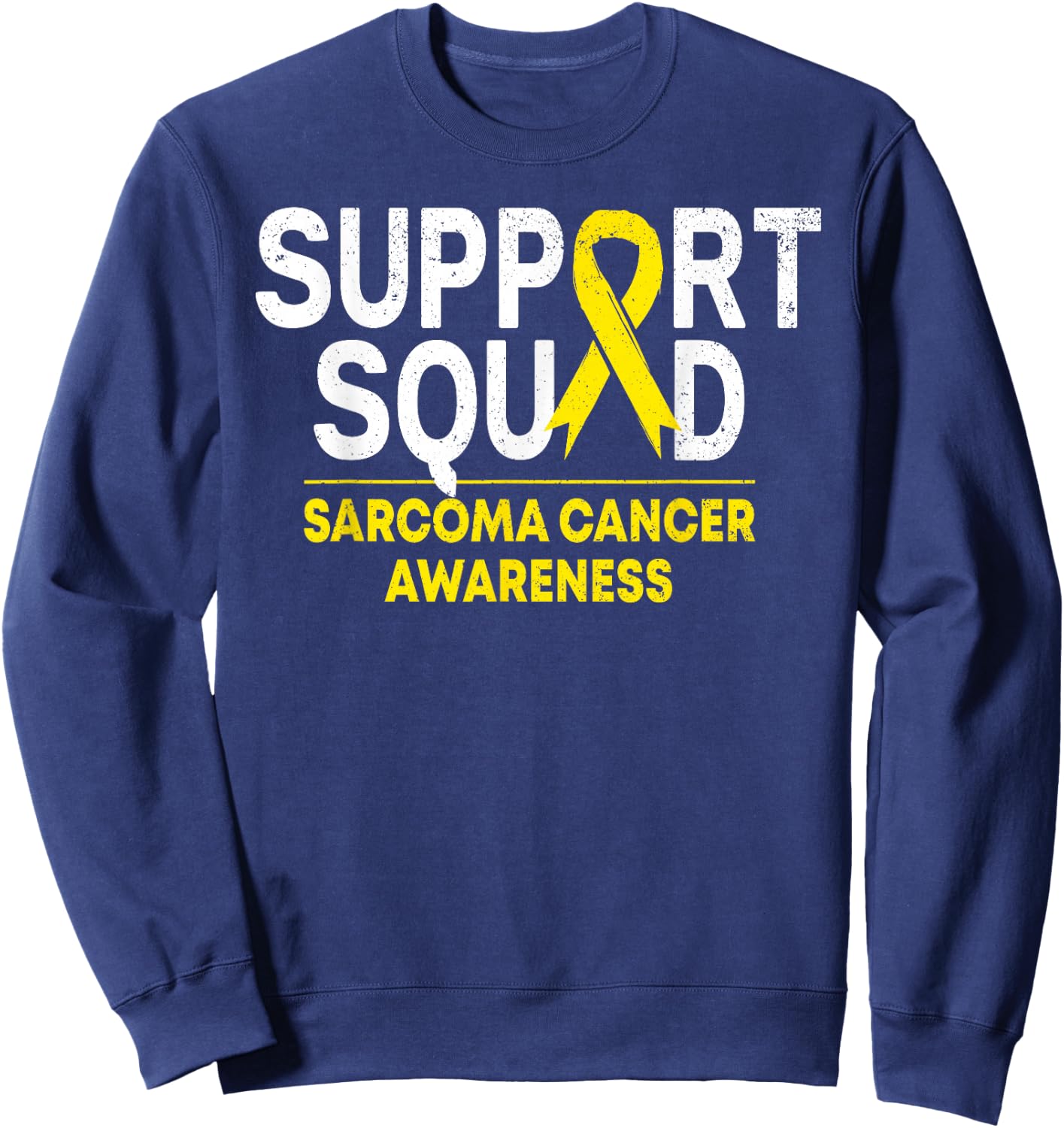 Support Squad Sarcoma Cancer Awareness Yellow Ribbon Team Sweatshirt - Sweatshirt | Navy
