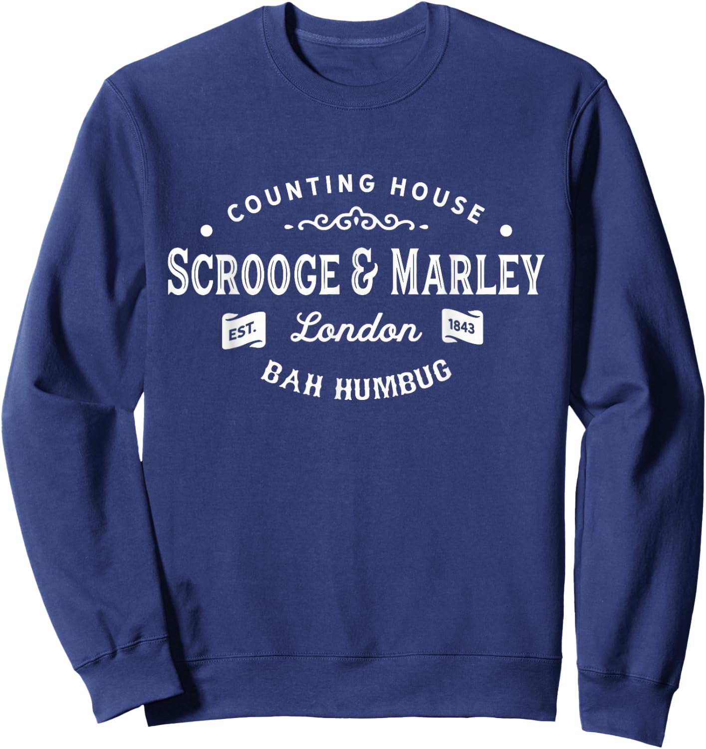 Scrooge and Marley Counting House Christmas Carol Bah Humbug Sweatshirt - Sweatshirt | Navy