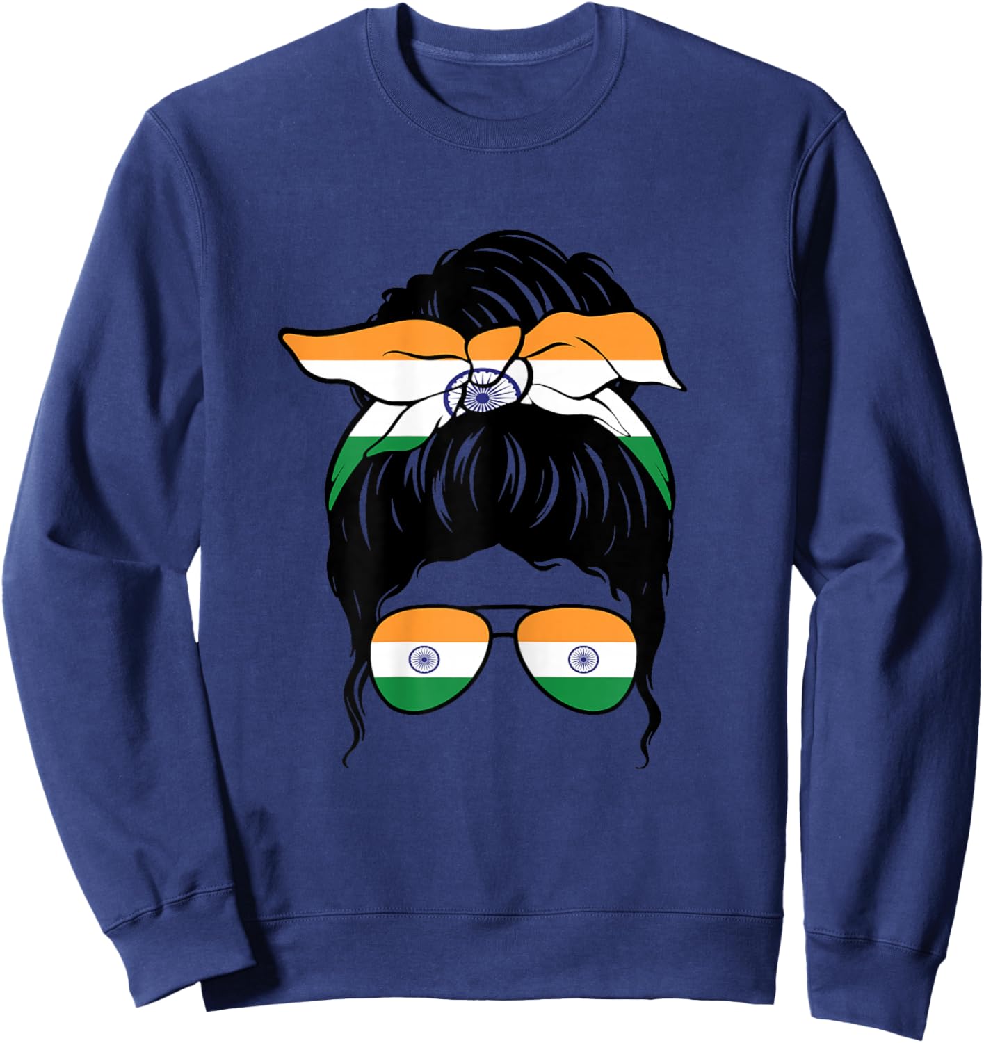 Indian Girl India Indian Flag Patriotic Proud Indian Girl Sweatshirt - Sweatshirt | Navy