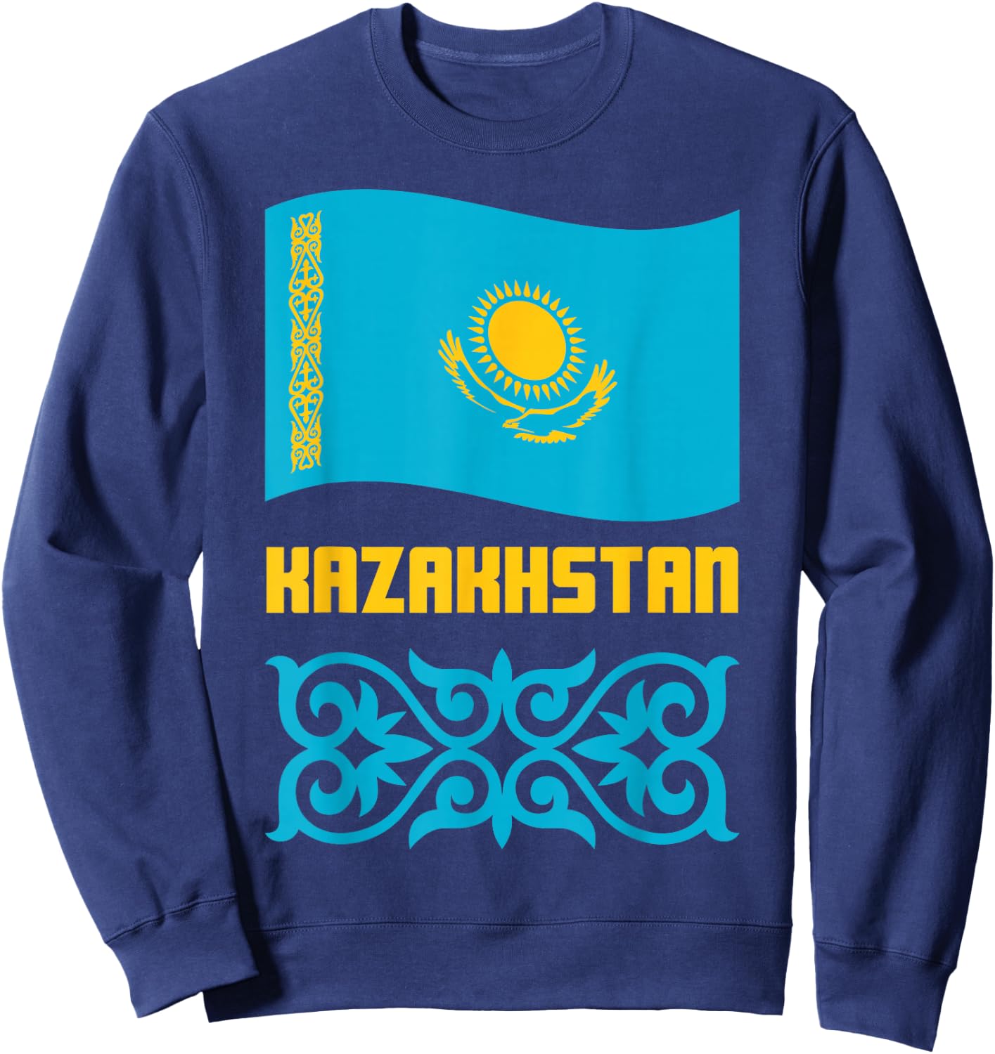 Republic of Kazakhstan Qazaqstan Kazakh Kazakh Flag Sweatshirt - Sweatshirt | Navy