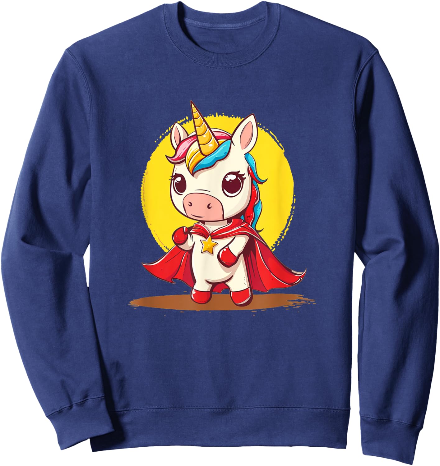 Good-looking Unicorn in Superhero Uniform with Cape Sweatshirt - Sweatshirt | Navy