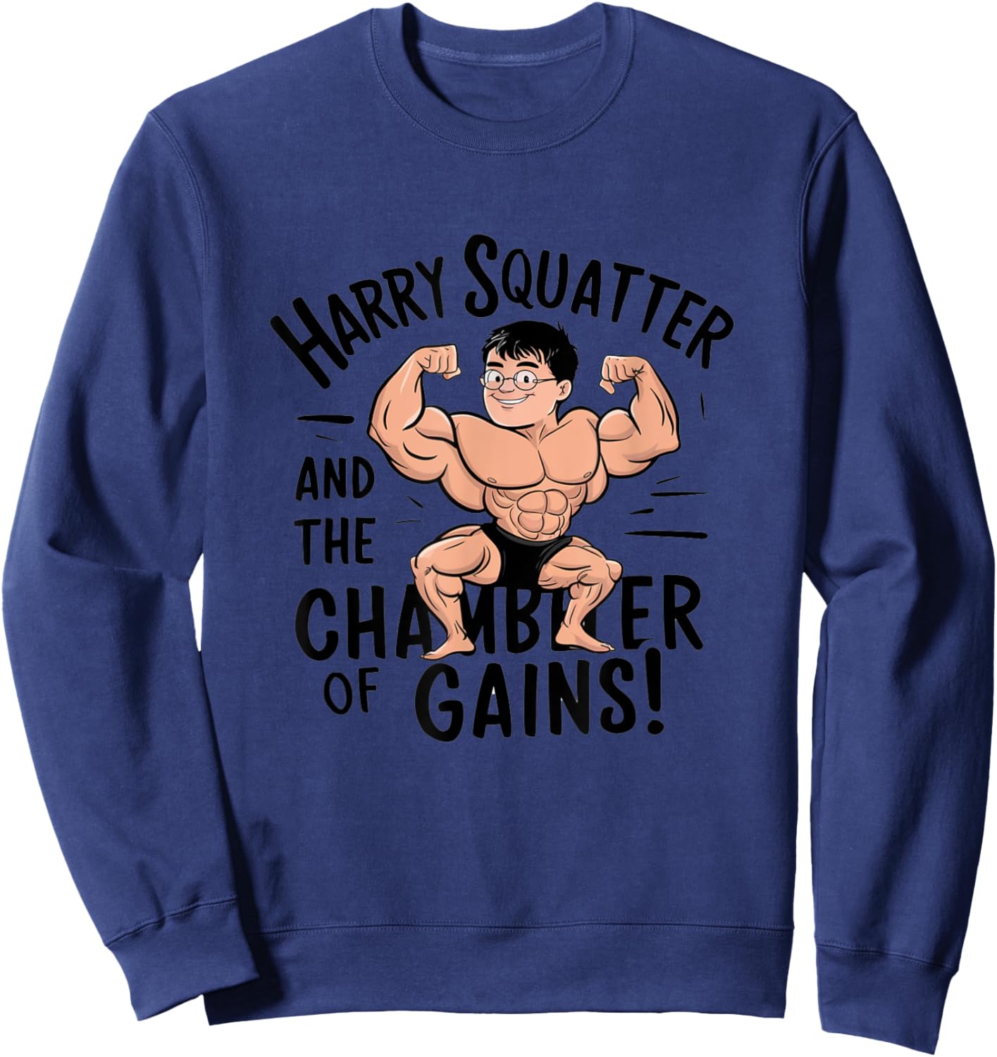 Funny Leg Day Harry Squatter Workout Gym Sweatshirt - Sweatshirt | Navy