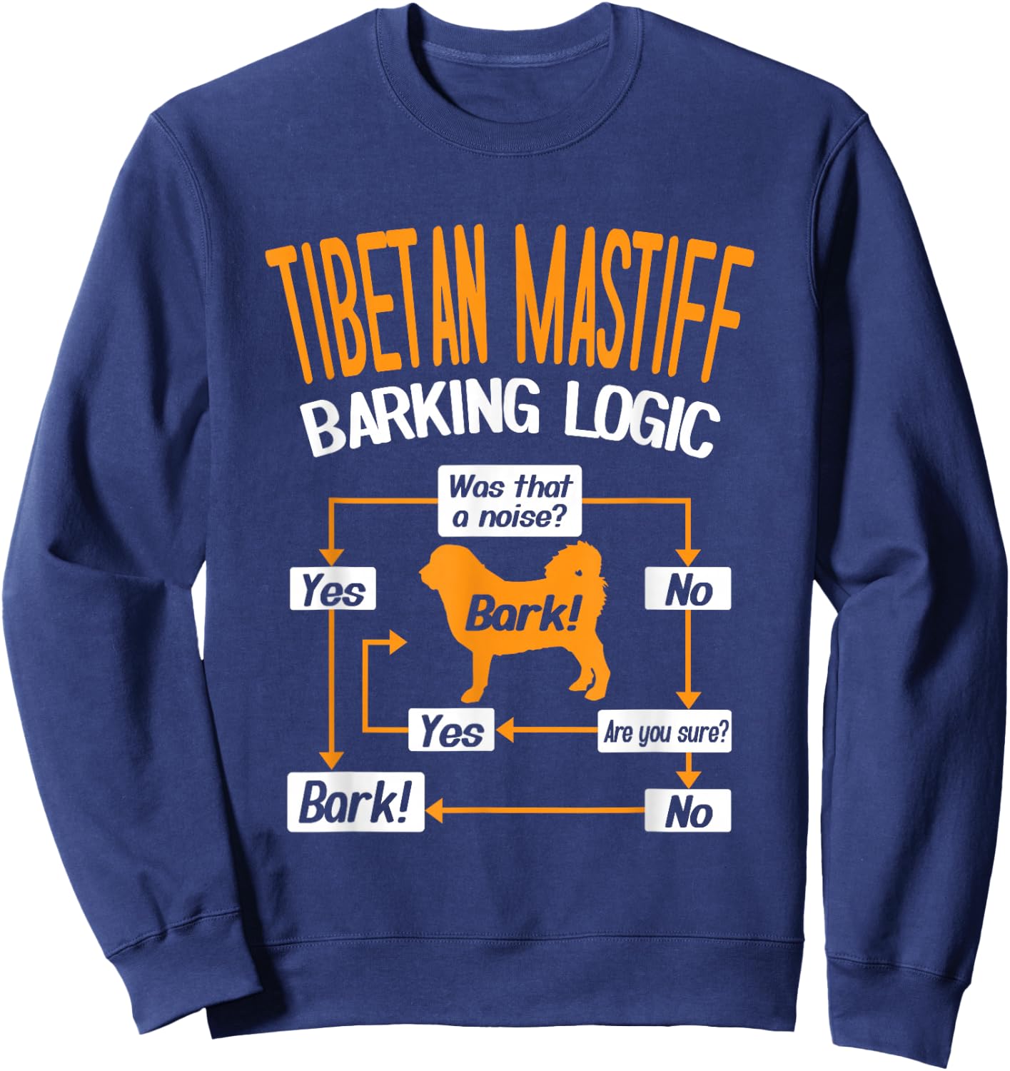 Tibetan Mastiff Barking Logic Dog Lover Sweatshirt - Sweatshirt | Navy