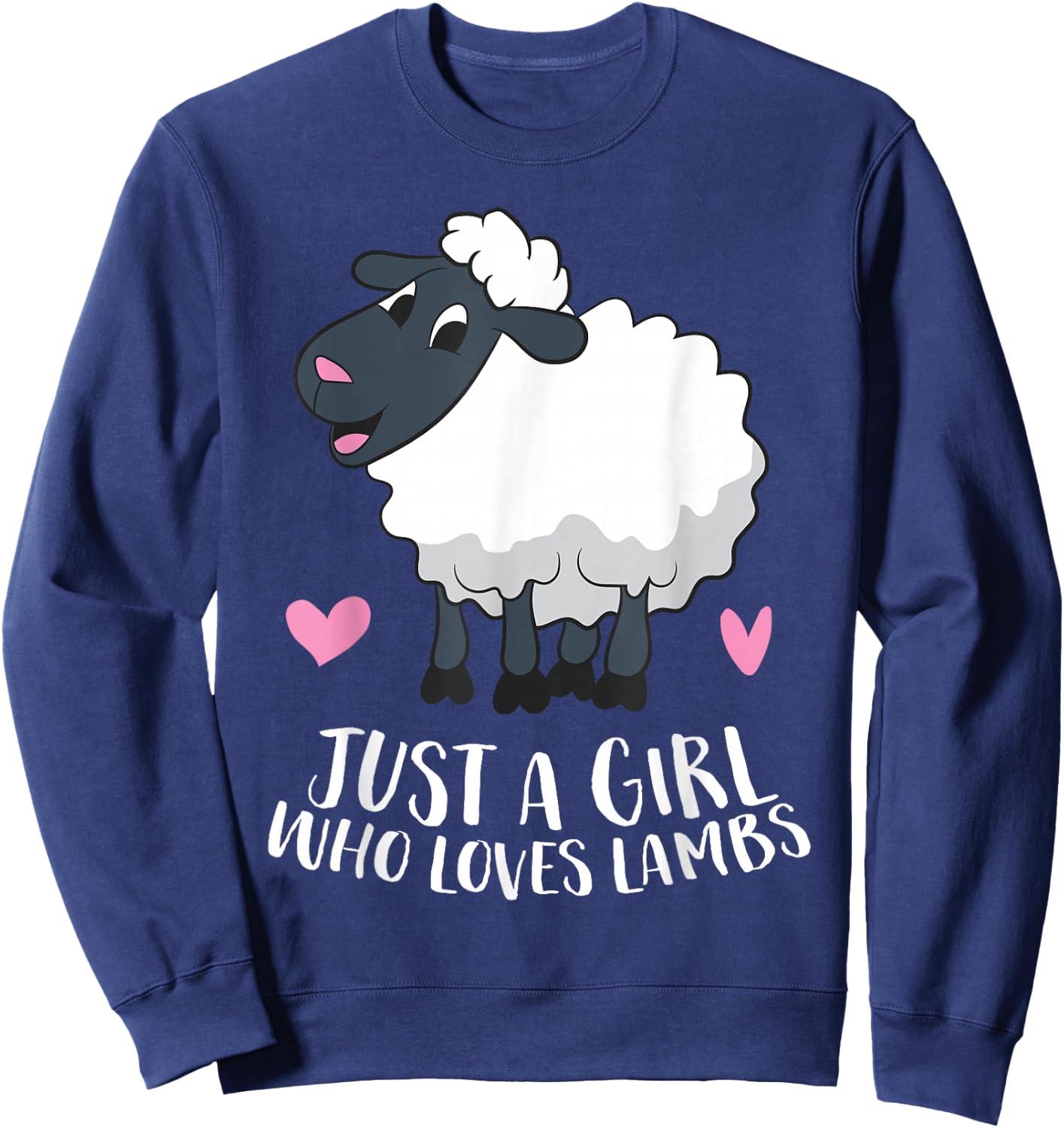 Just a Girl Who Loves Lambs Cute Sheep Girl Sweatshirt - Sweatshirt | Navy