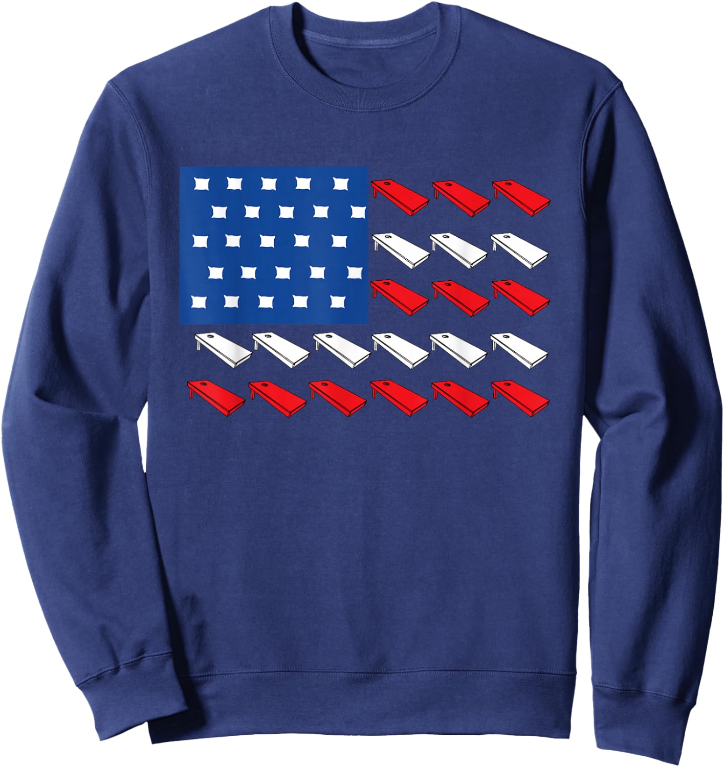 Cornhole American Flag For Player Drinking Team Men Sweatshirt - Sweatshirt | Navy