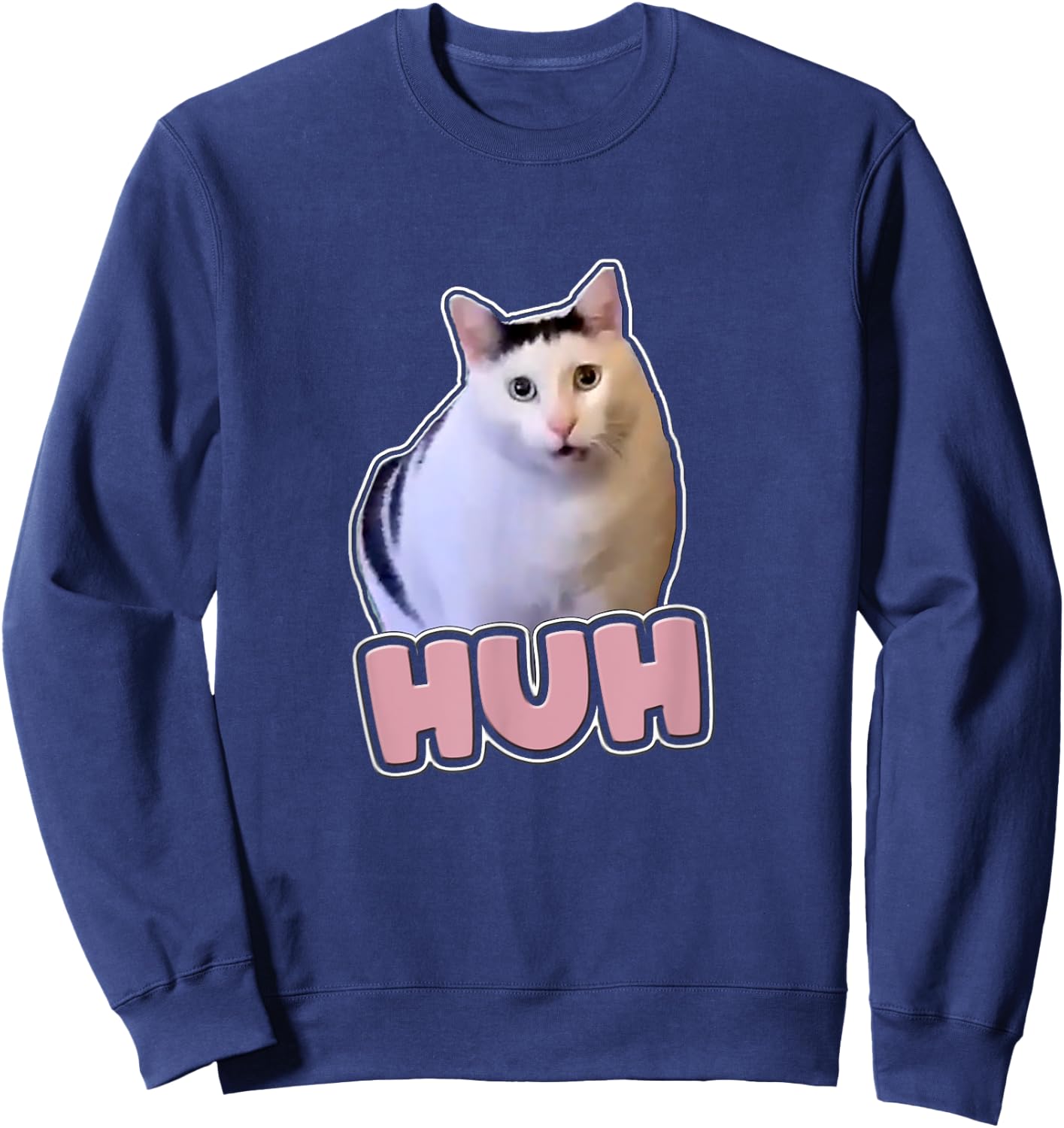 Huh Cat Shirt - Huh Cat Women Sweatshirt - Sweatshirt | Navy