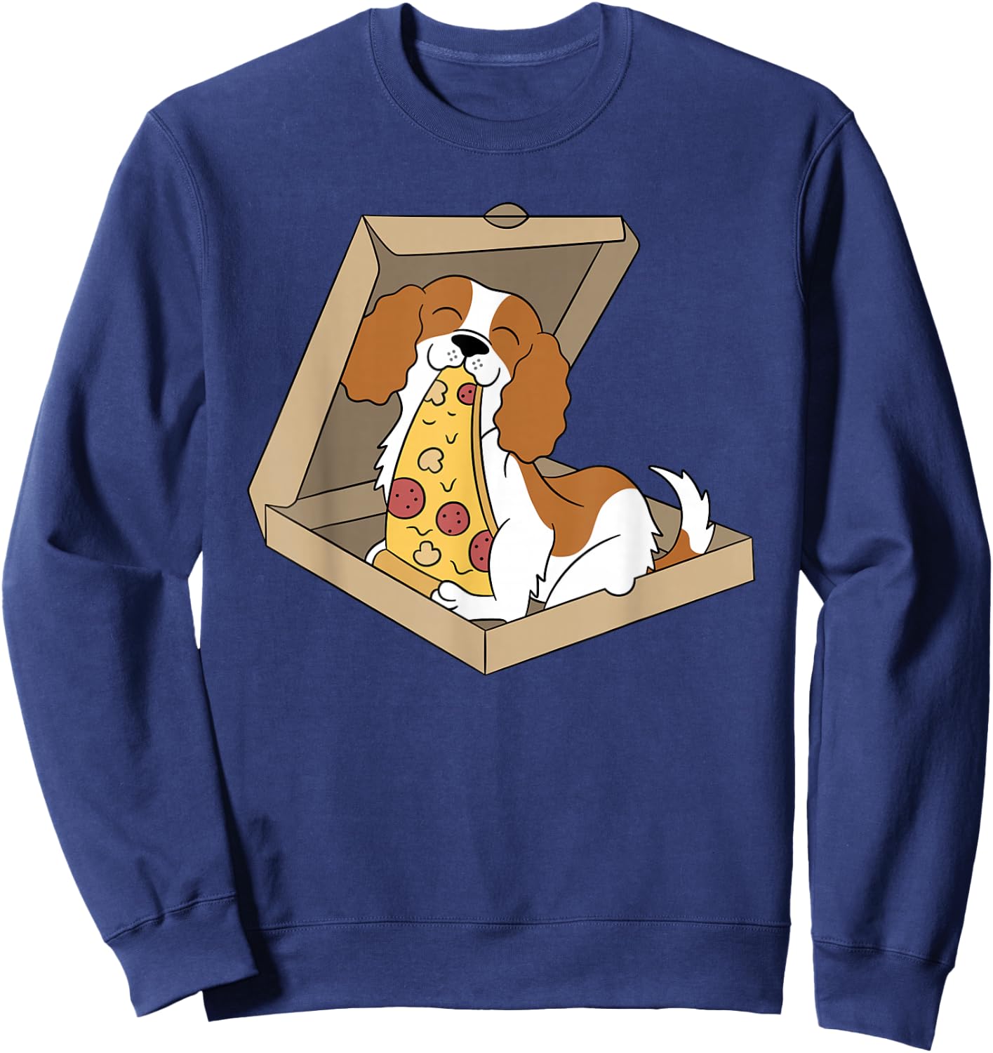 Cavalier King Charles Spaniel Pizza Food Funny Dog Women Girls Kids Sweatshirt - Sweatshirt | Navy