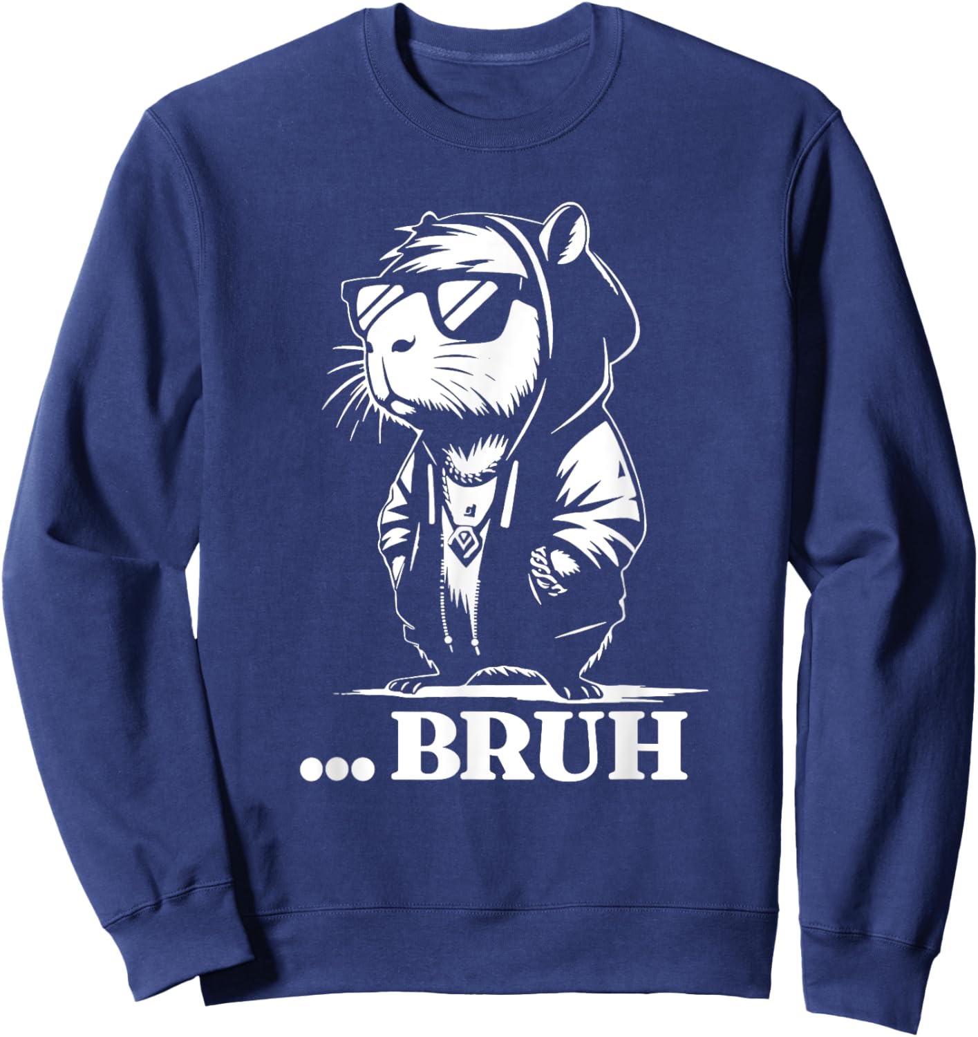 Funny Capybara Bruh Rodent in Teens Quote Kids Slang Sweatshirt - Sweatshirt | Navy