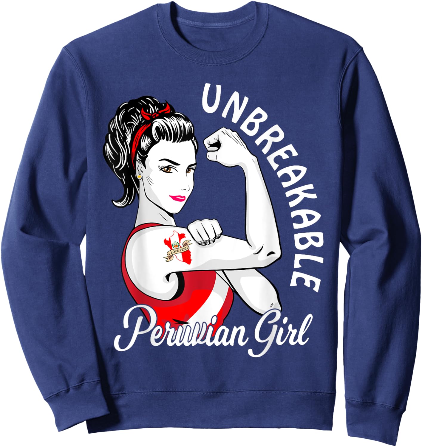 Peruvian Girl Heritage Peru Flag for Girls Women Gift Sweatshirt - Sweatshirt | Navy