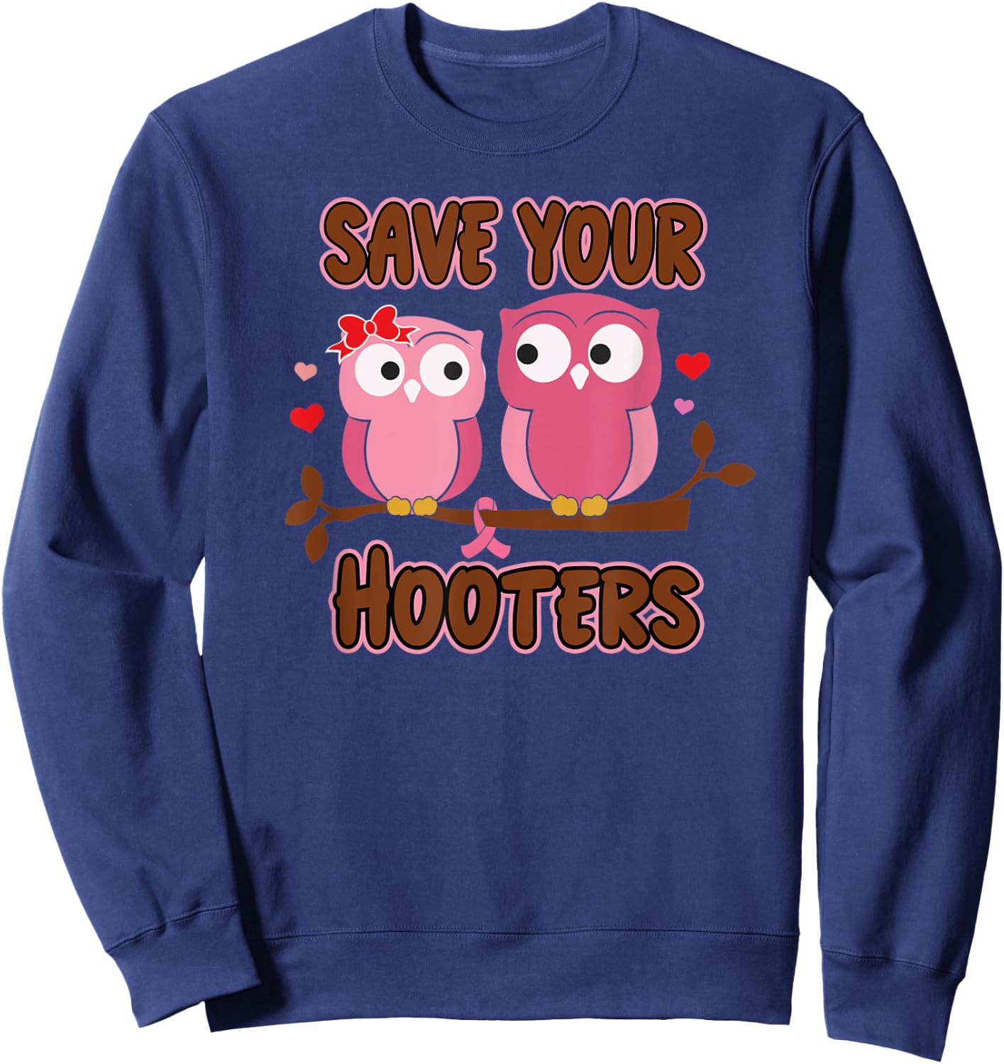 Breast Cancer Save Hooters Fight Breast Cancer Sweatshirt - Sweatshirt | Navy