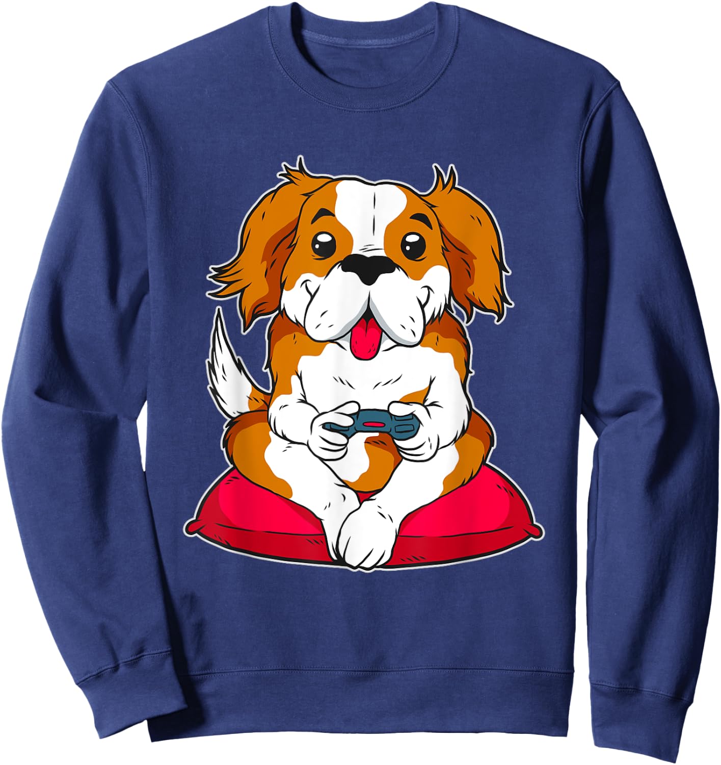 Cute Gamer Dog Gaming Women Sweatshirt - Sweatshirt | Navy