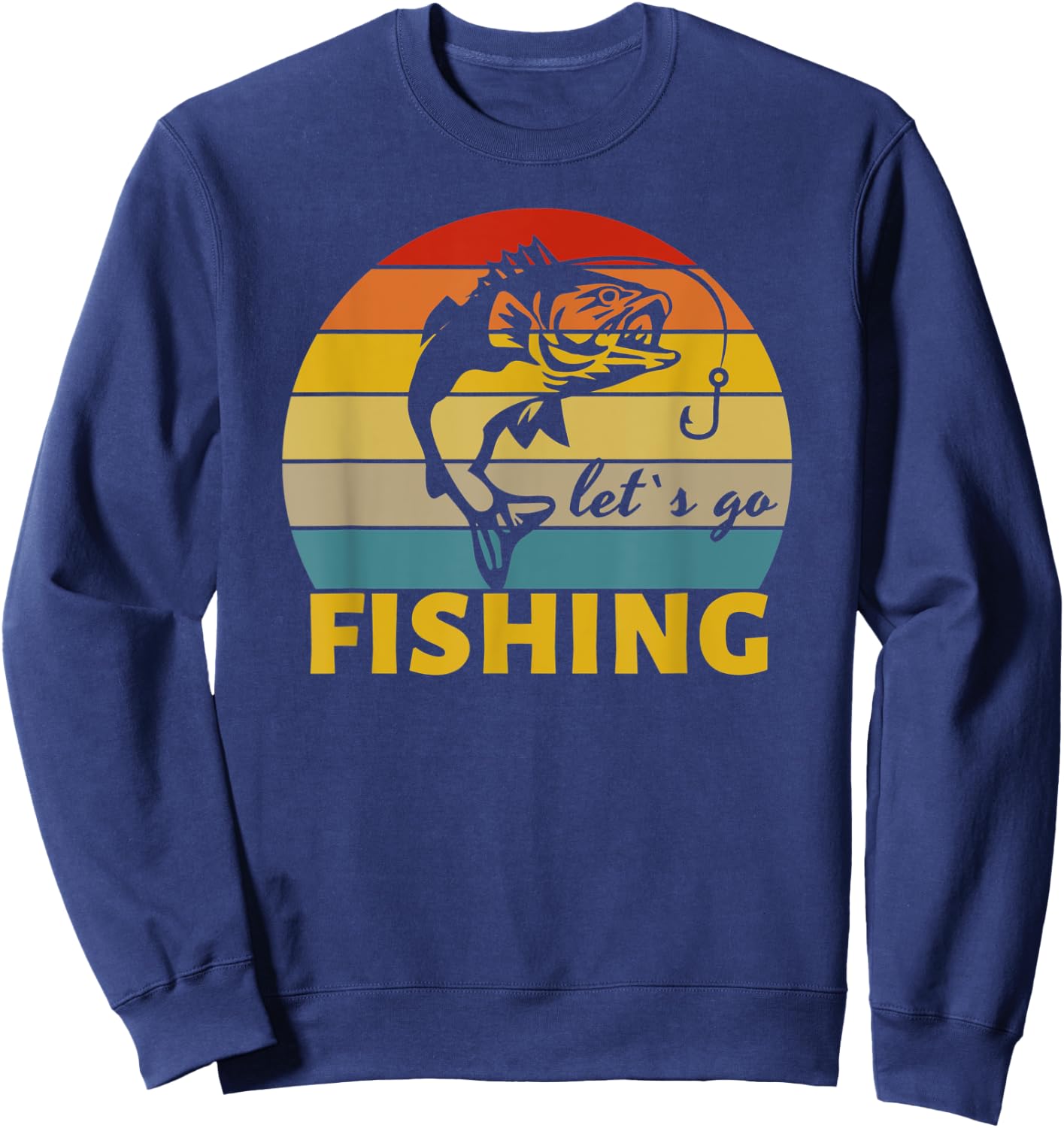 Fishing Distressed Shirt Let`s Go Fishing - Fishing Sweatshirt - Sweatshirt | Navy