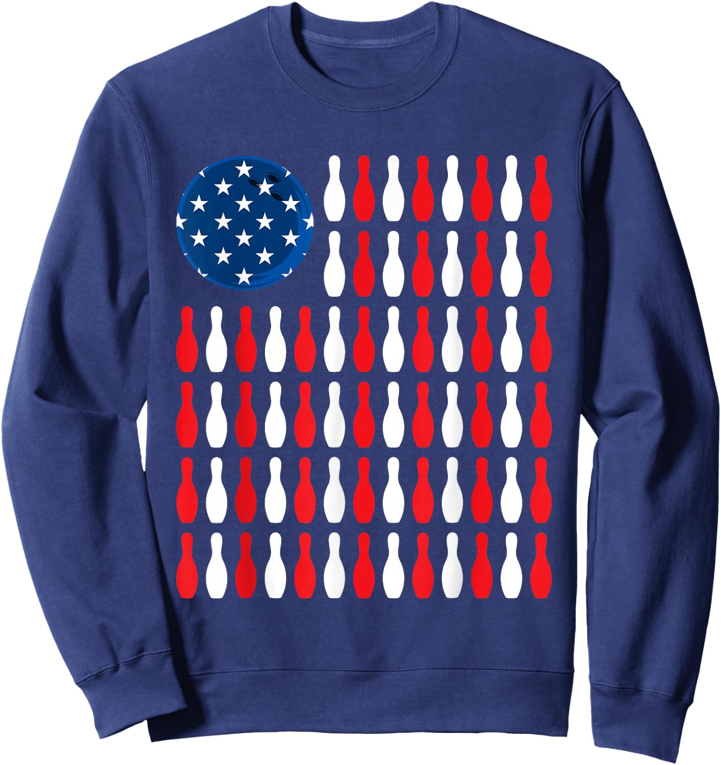 American Flag - Patriotic Bowler & Bowling Small Sweatshirt - Sweatshirt | Navy