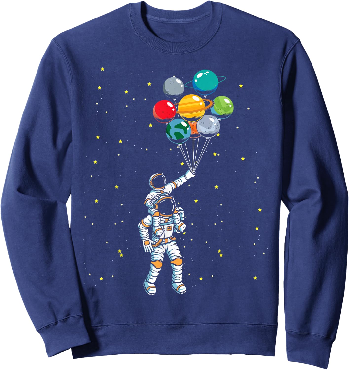 Universe Galaxy Space Planets Balloon Space Astronaut Sweatshirt - Sweatshirt | Navy