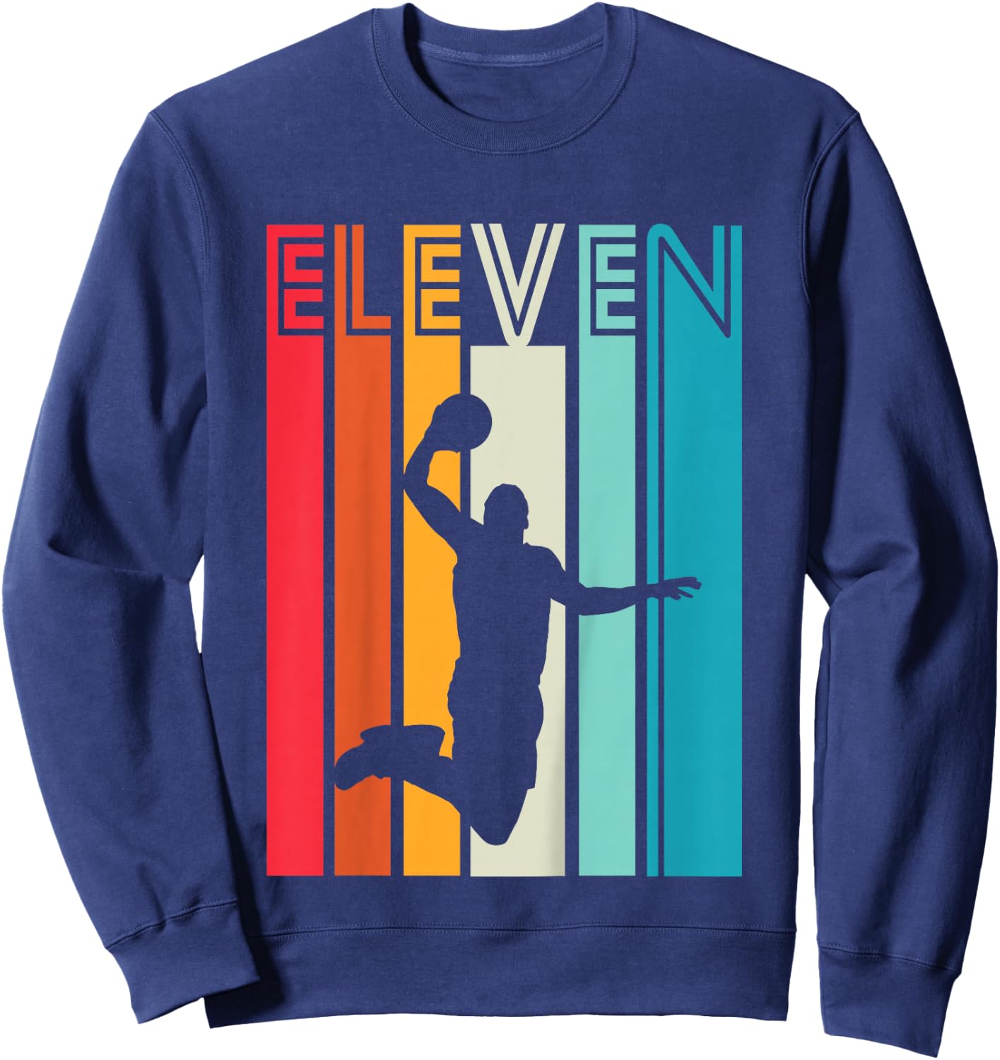 11th Birthday Basketball Lover Gift 11 Years Old Retro Sweatshirt - Sweatshirt | Navy