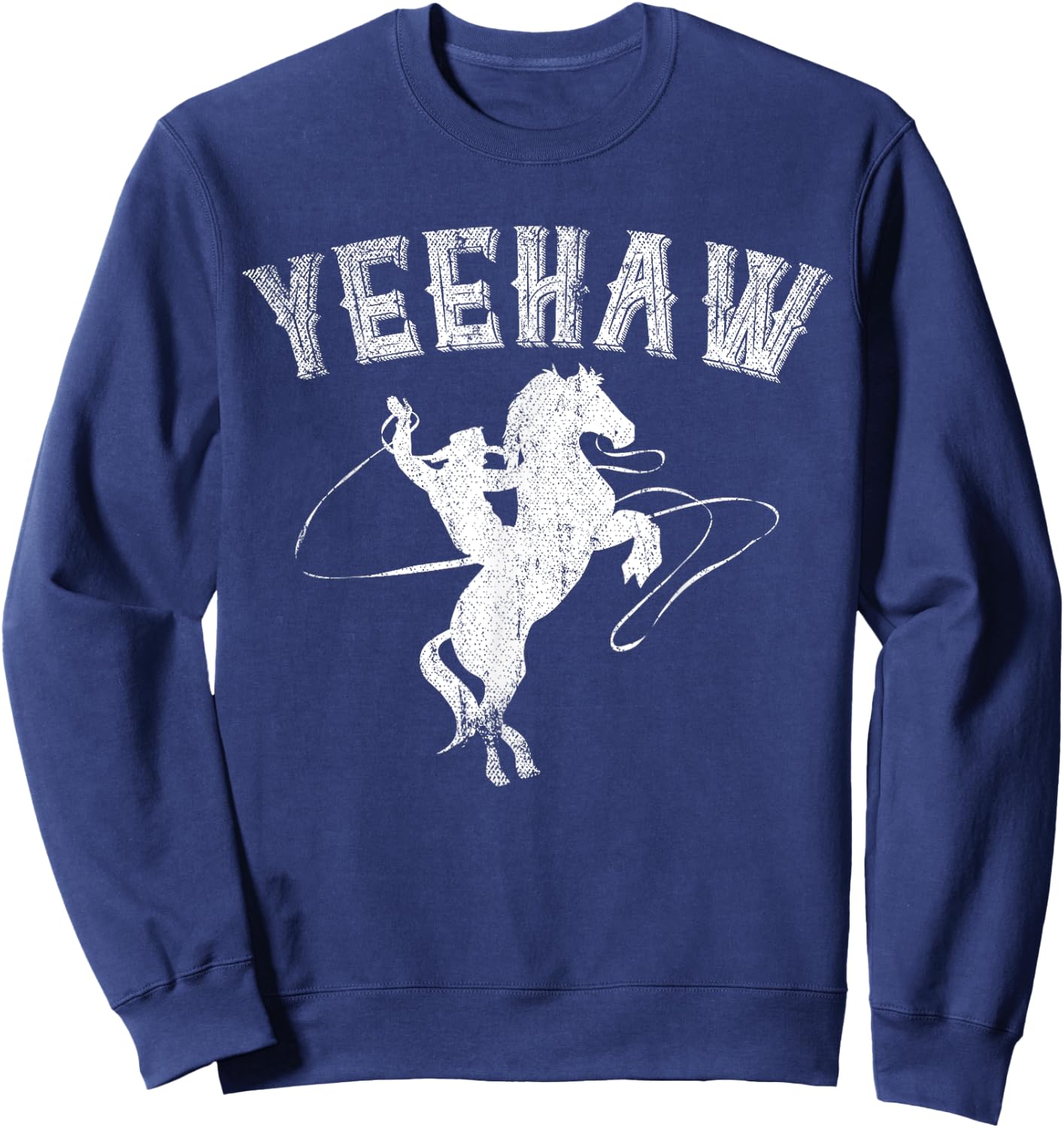 Funny Western Gift Horse Bull Riding Rodeo Yeehaw Cowboy Sweatshirt - Sweatshirt | Navy