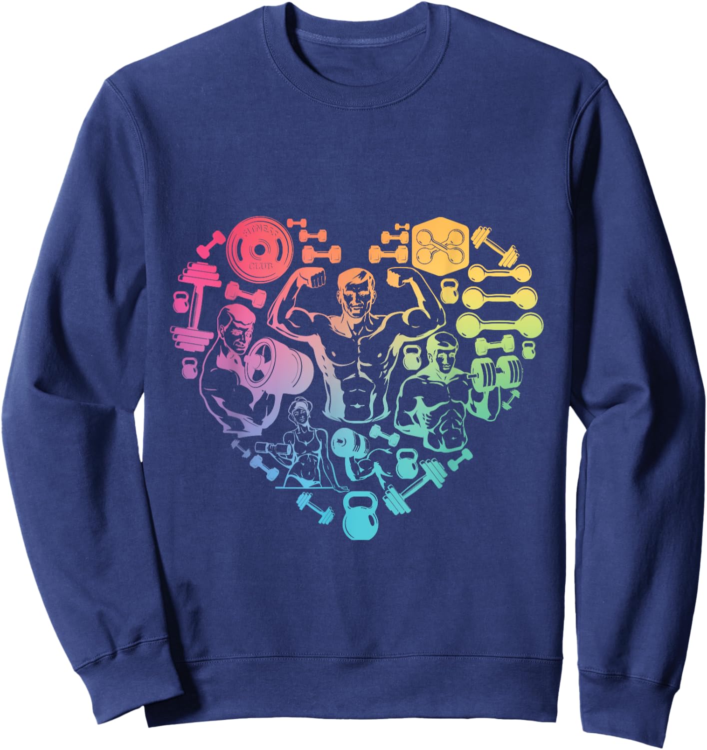finess gym heart love Weight lifter Gym T Shirt Body Builder Sweatshirt - Sweatshirt | Navy