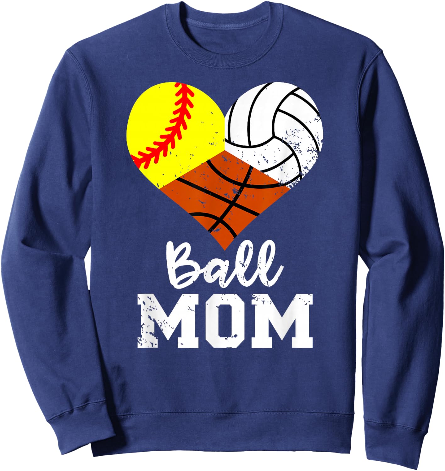Ball Mom Funny Softball Volleyball Basketball Mom Sweatshirt - Sweatshirt | Navy
