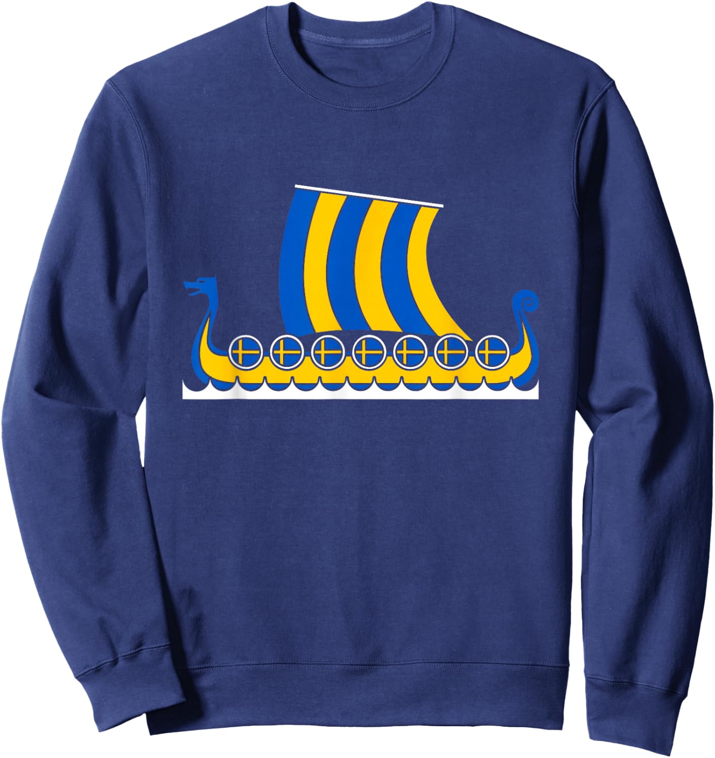 Swedish Viking Ship Sverige Sweden Flag Dragon Boat Viking Sweatshirt - Sweatshirt | Navy