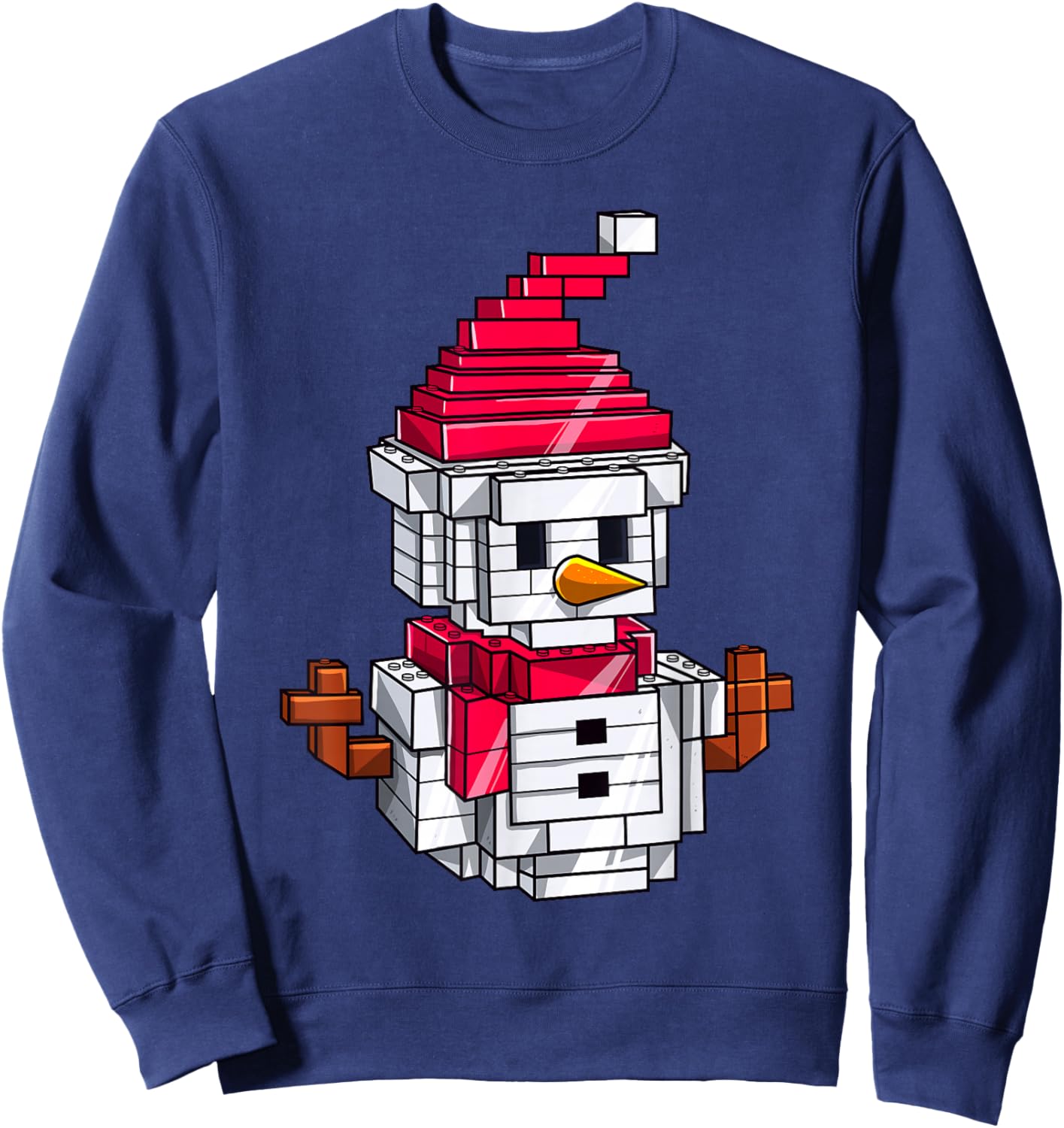 Building Brick Christmas Snowman Master Builder Boys Kids Sweatshirt - Sweatshirt | Navy