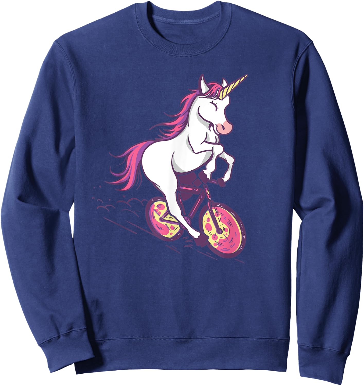 Magical Unicorn Riding Bike - Cute Illustration Sweatshirt - Sweatshirt | Navy